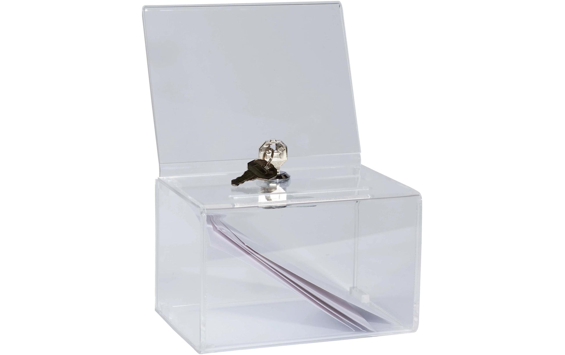 Exacompta Einwurfbox – für A6 – abschliessbar – Weiss – Acryl – 150×115×140 mm – 2 Stk.