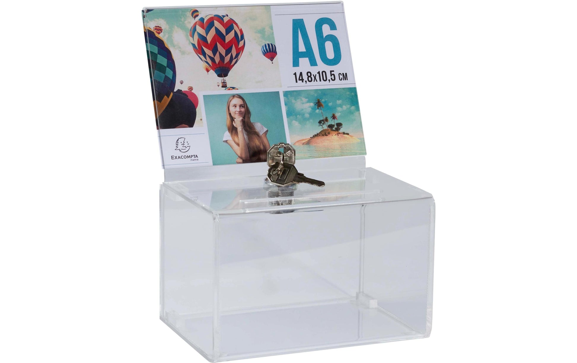 Exacompta Einwurfbox – für A6 – abschliessbar – Weiss – Acryl – 150×115×140 mm – 2 Stk.