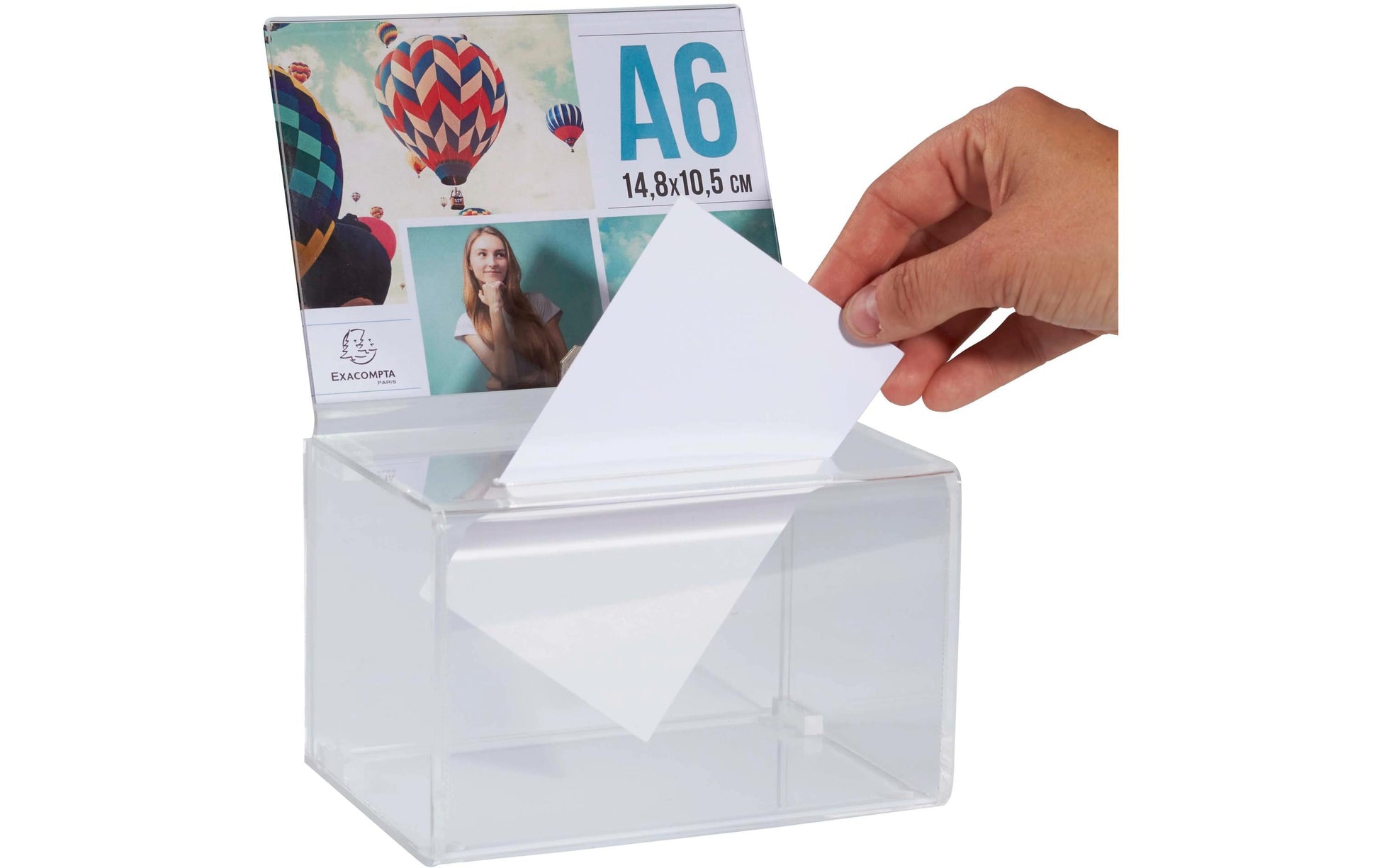 Exacompta Einwurfbox – für A6 – abschliessbar – Weiss – Acryl – 150×115×140 mm – 2 Stk.