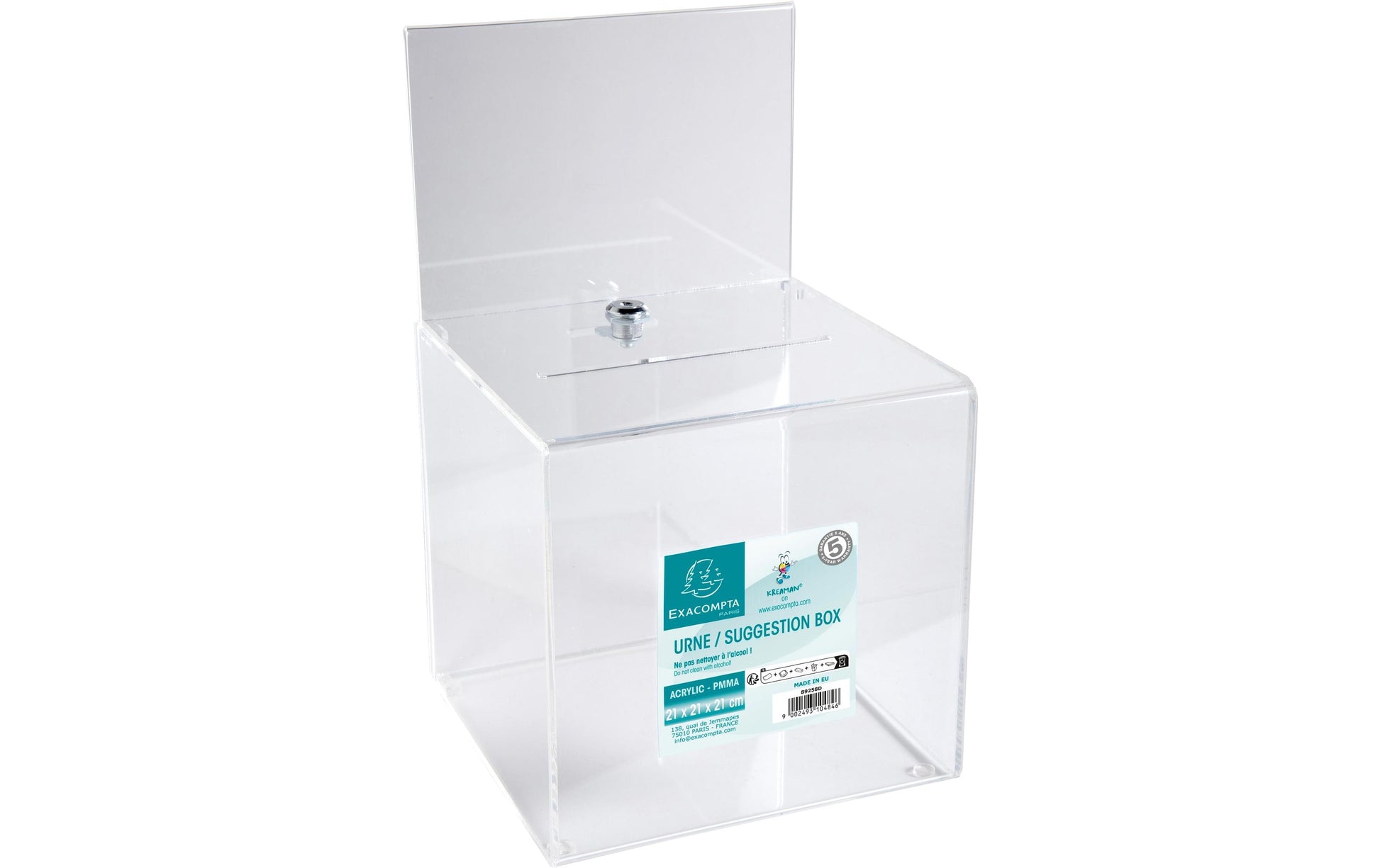 Exacompta Einwurfbox mit Kopfblende A5 – Acryl, Weiss, 36,5 cm