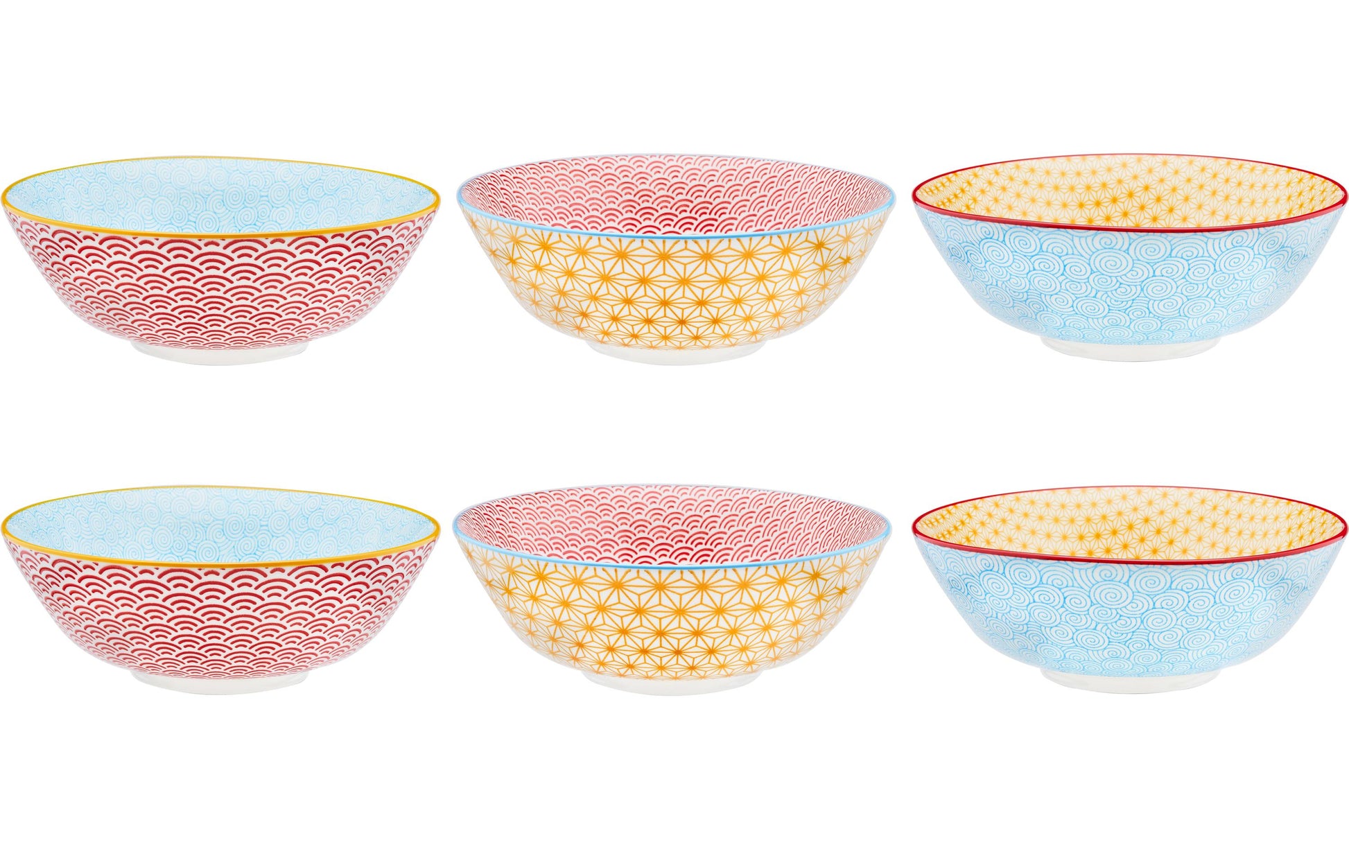 Björn PATTERN Suppenteller – Porzellan, Mehrfarbig, Ø 21,0 cm, 6 Stück