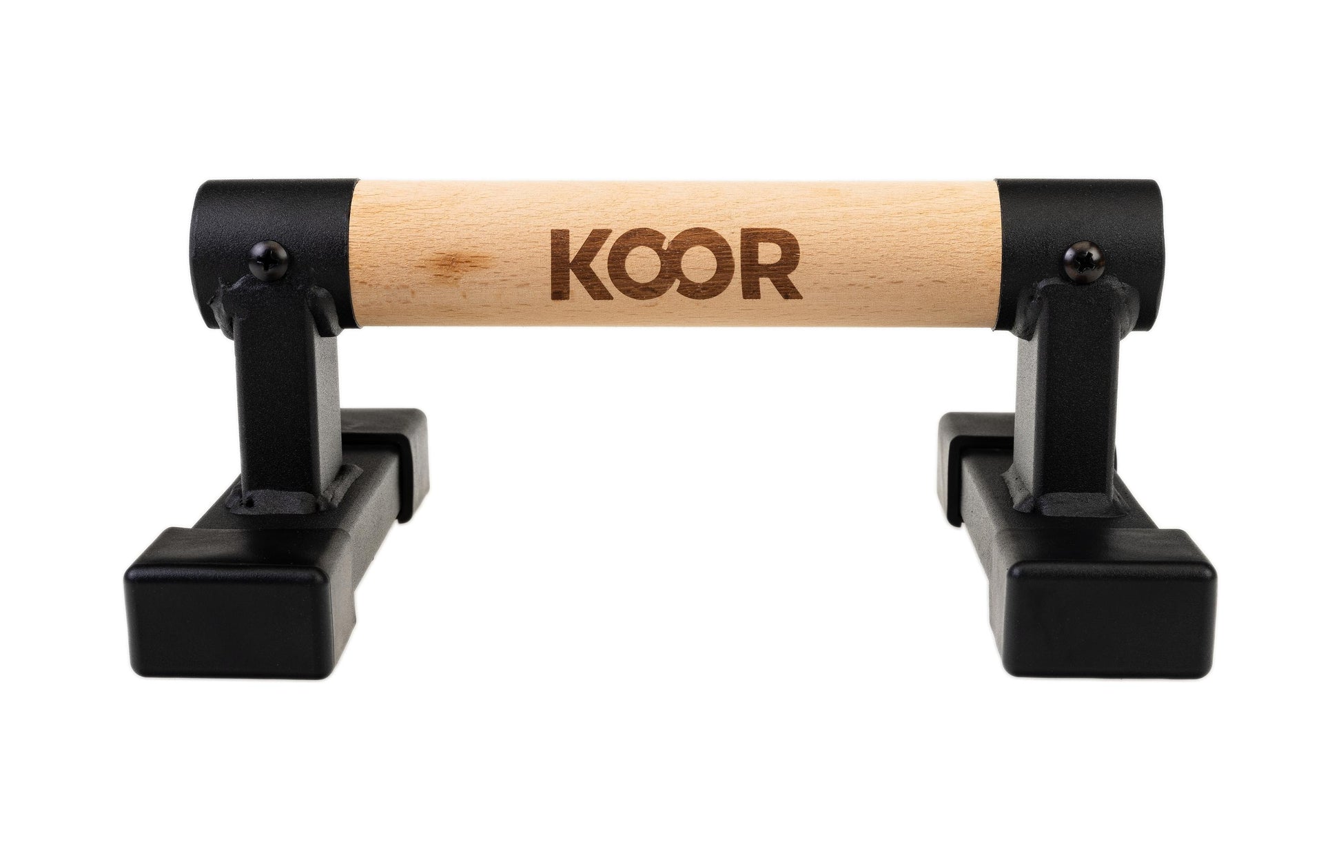 KOOR Liegestützgriffe F02709, 24 × 16 × 10 cm, 500 kg – Hellbraun, Birke/Stahl – 2er-Set