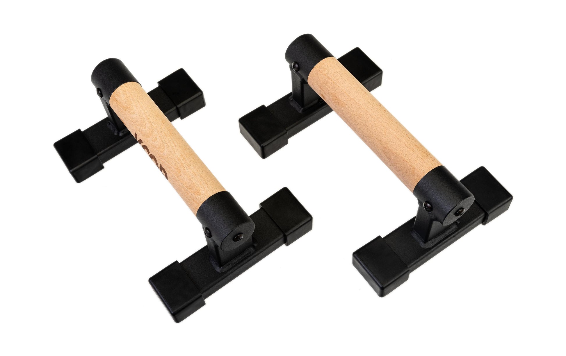 KOOR Liegestützgriffe F02709, 24 × 16 × 10 cm, 500 kg – Hellbraun, Birke/Stahl – 2er-Set
