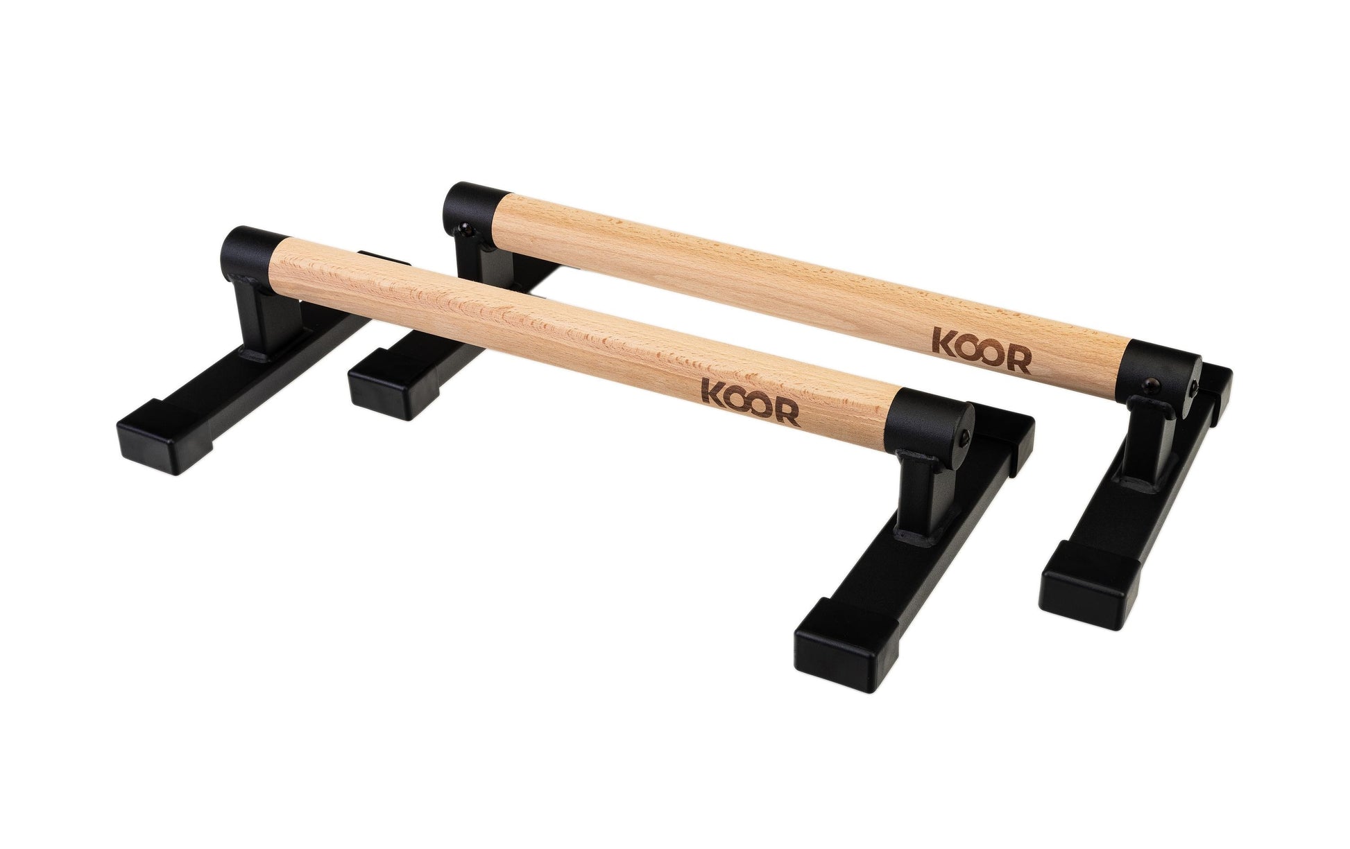 KOOR Liegestützgriffe F02710, 50 × 25 × 10 cm, 500 kg, Birke/Stahl – 2er-Set