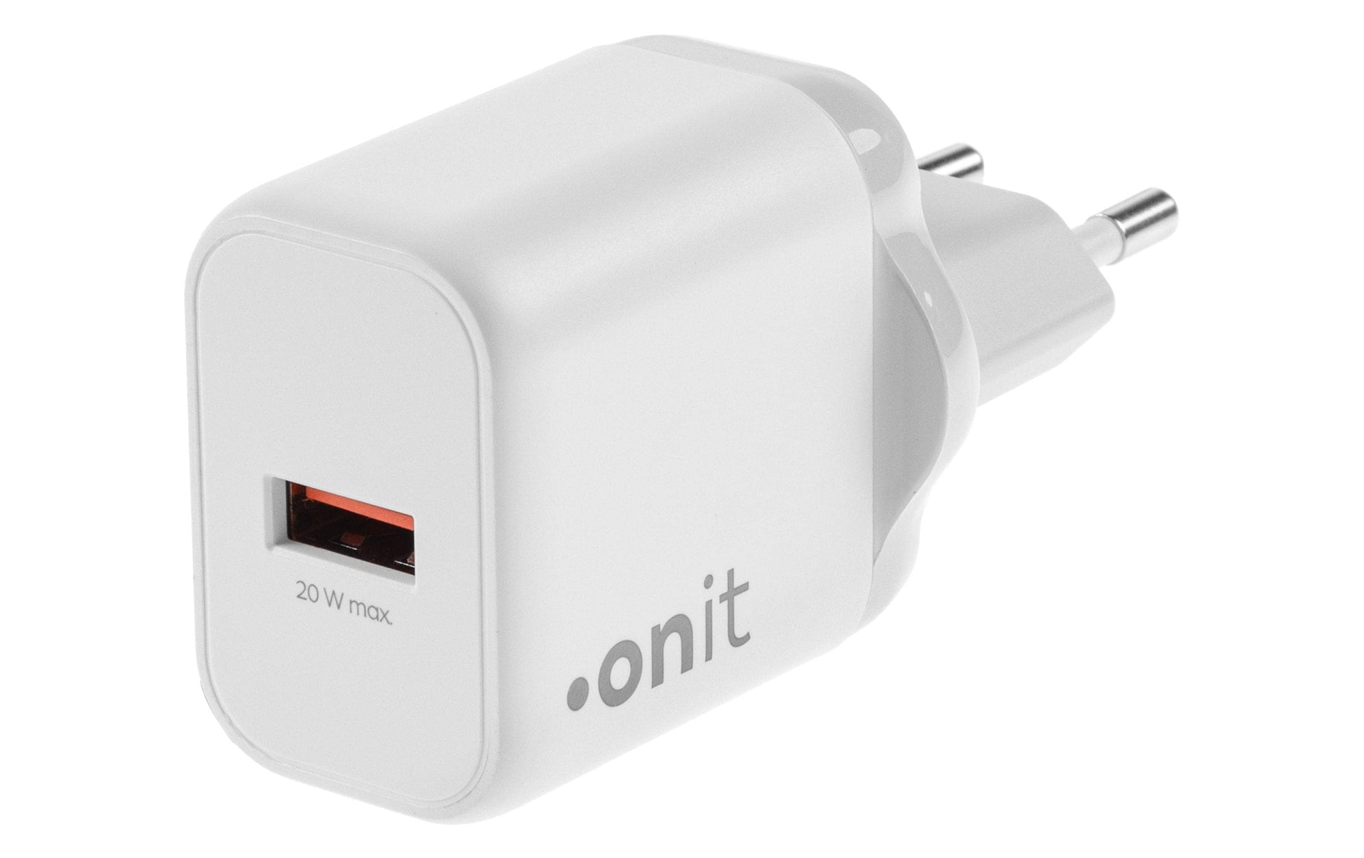 ONIT F02788 USB-Ladegerät 20 W – USB-A×1 – QC 3.0, GaN, EU-Stecker (Typ C) – Weiss