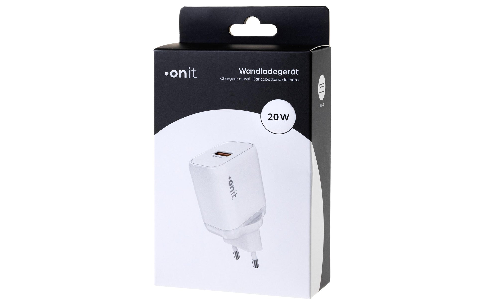 ONIT F02788 USB-Ladegerät 20 W – USB-A×1 – QC 3.0, GaN, EU-Stecker (Typ C) – Weiss