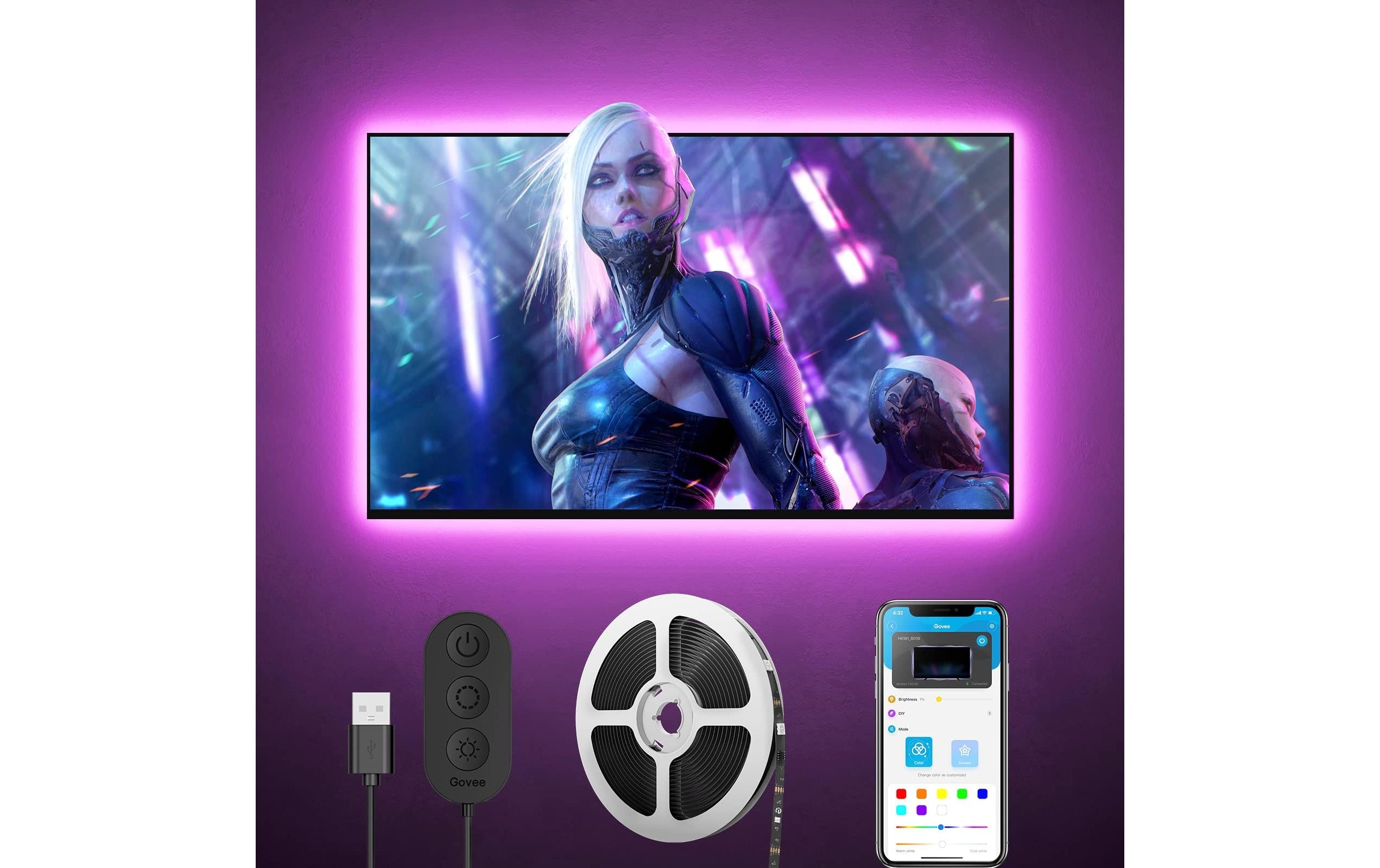 Govee TV-Backlight-Set – RGB, Bluetooth – für 57" TVs – Schwarz