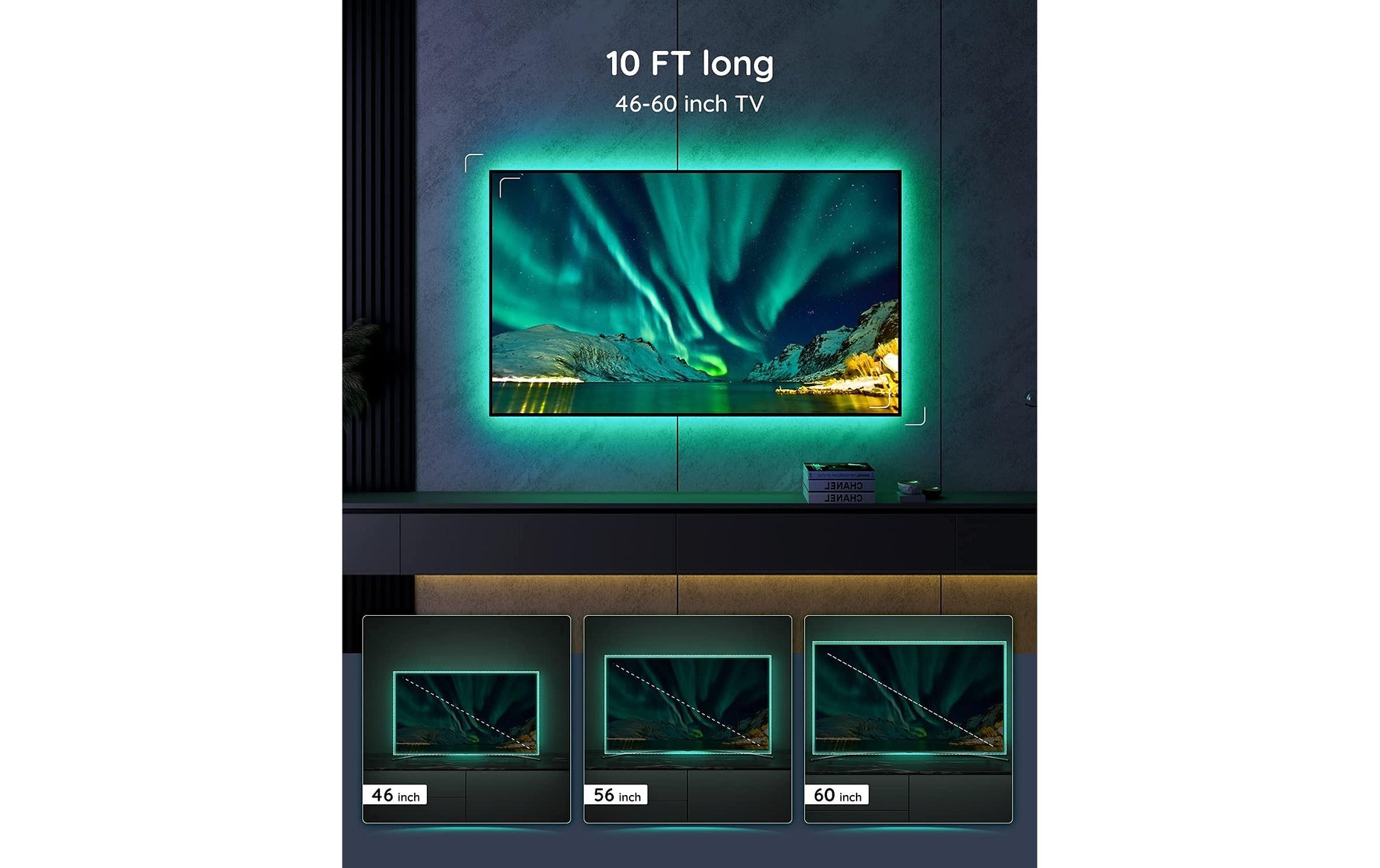 Govee TV-Backlight-Set – RGB, Bluetooth – für 57" TVs – Schwarz