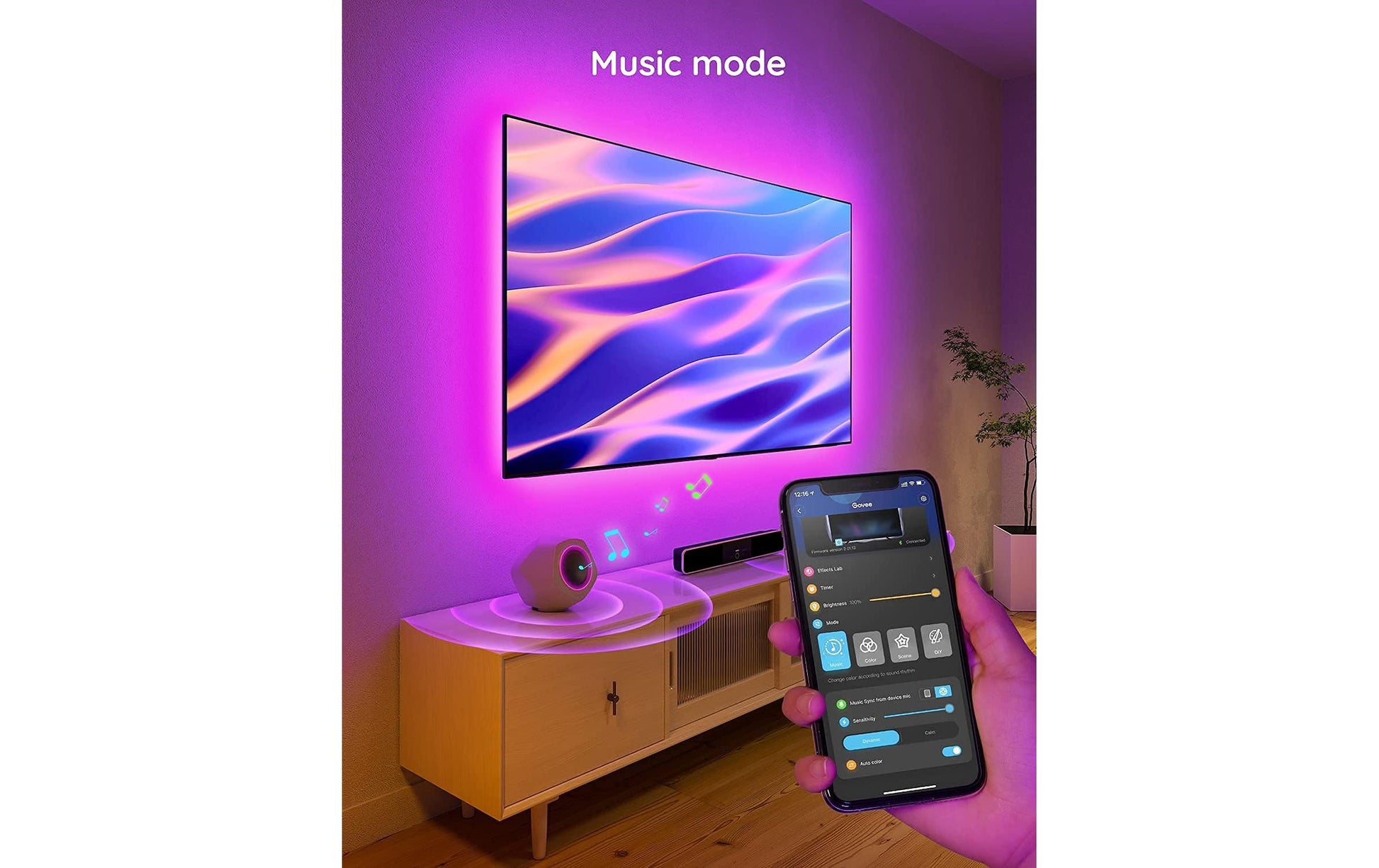 Govee TV-Backlight-Set – RGB, Bluetooth – für 57" TVs – Schwarz