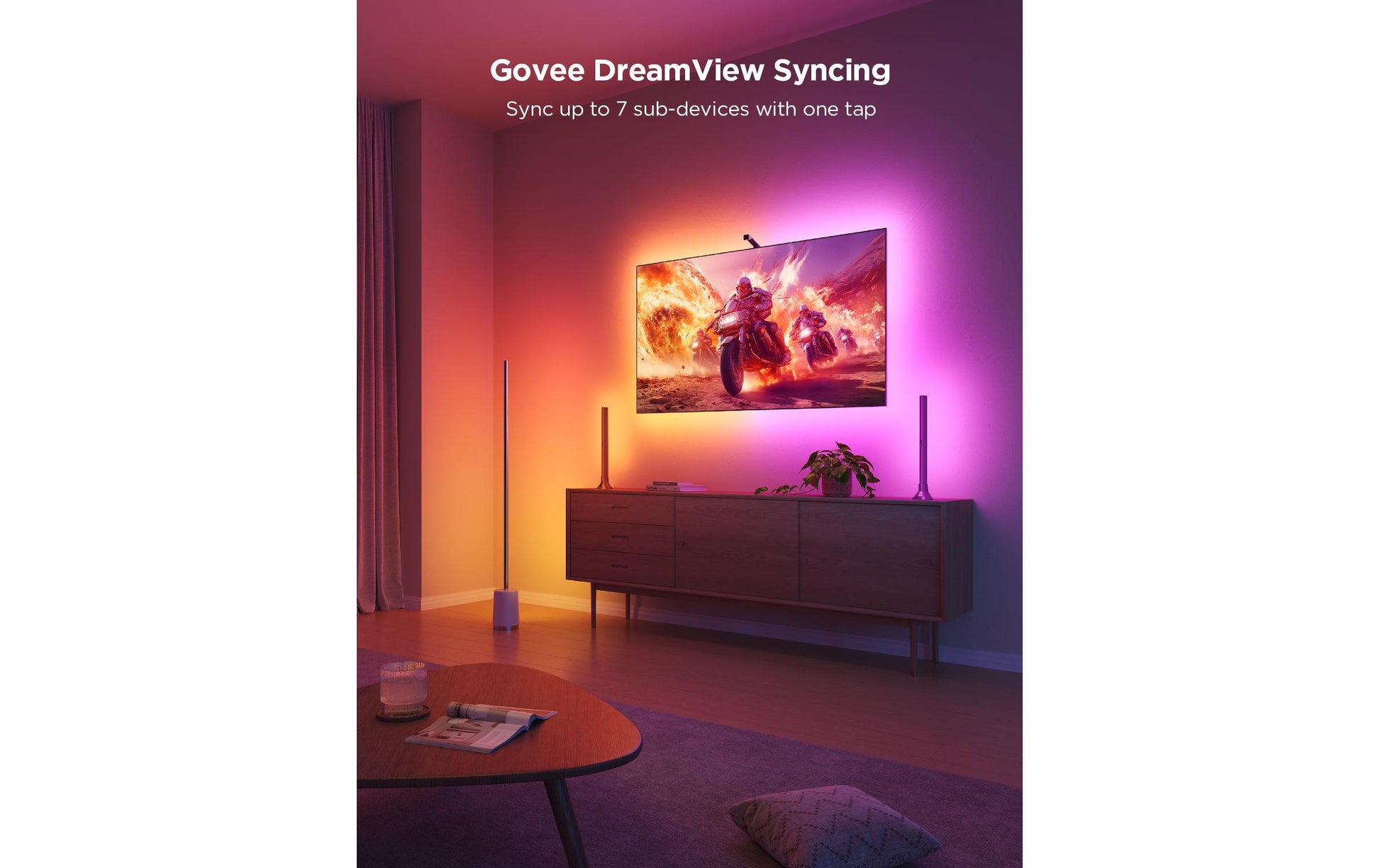 Govee Envisual T3 TV-Backlight-Set – RGBIC, Wi‑Fi + Bluetooth – für 40–50" Fernseher – Schwarz
