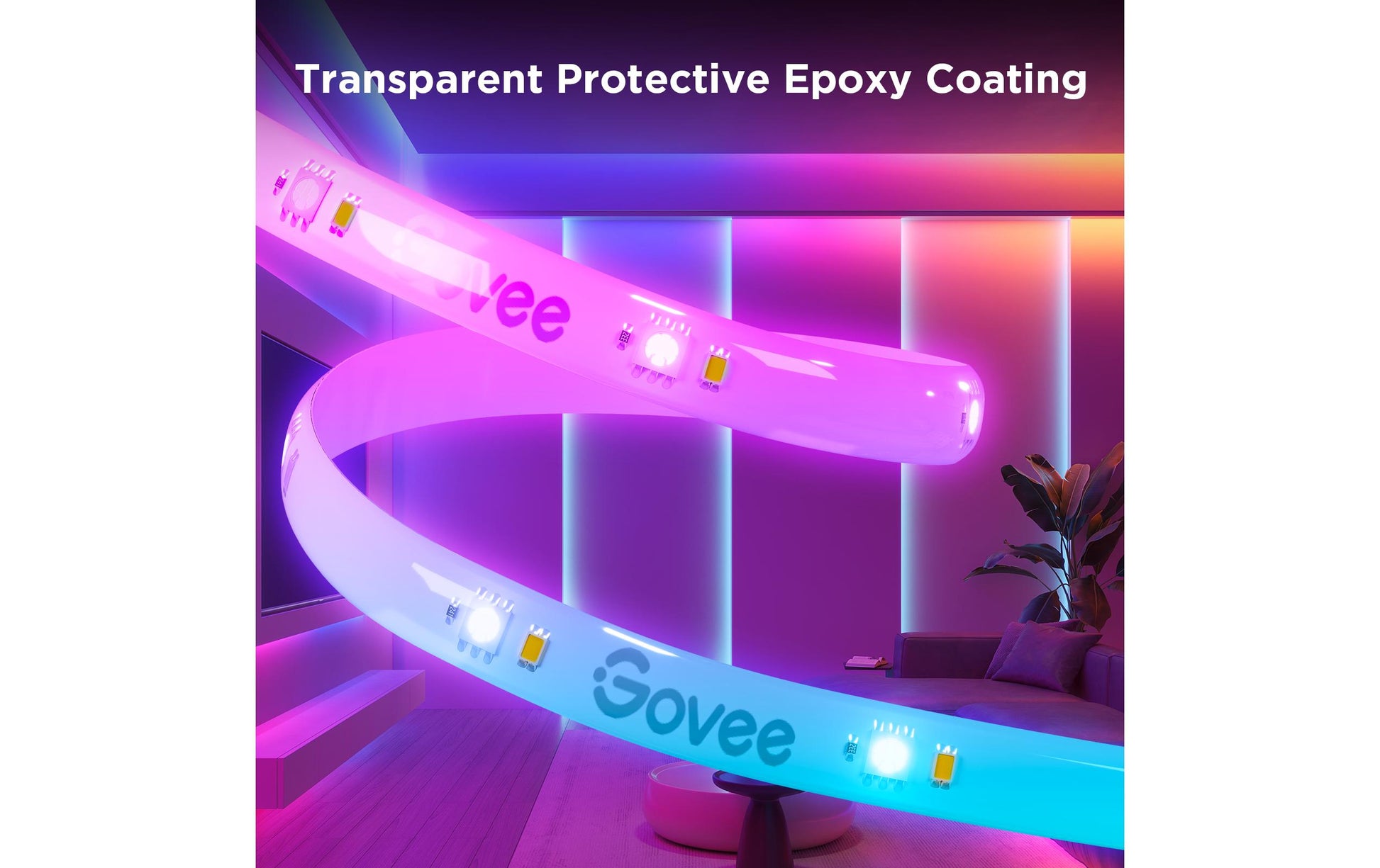 Govee LED-Strip – 3 m, 12 W, RGBIC, Bluetooth, Govee Home App, weiss, Schutzbeschichtung