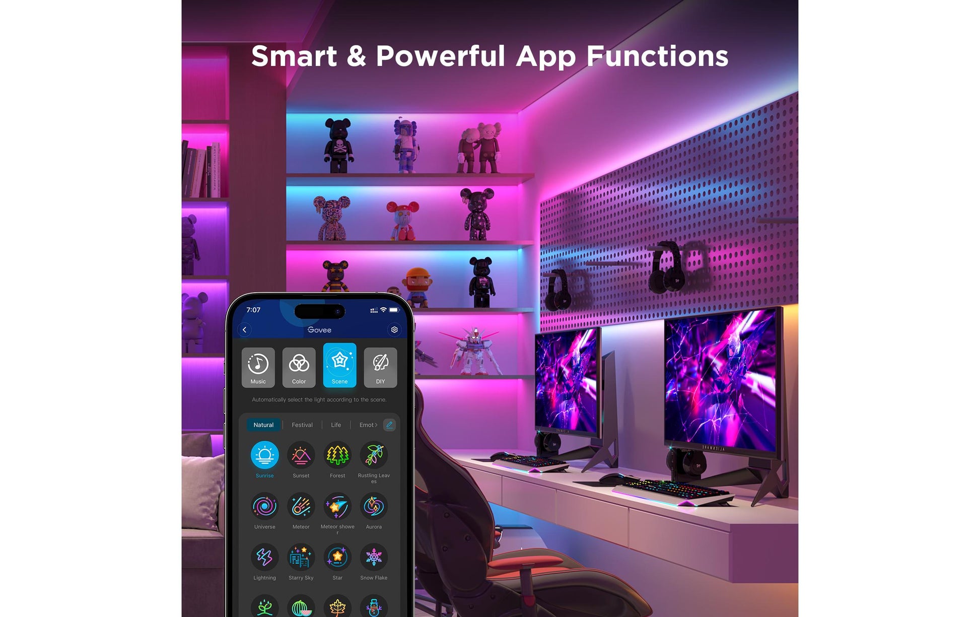 Govee LED-Strip – 3 m, 12 W, RGBIC, Bluetooth, Govee Home App, weiss, Schutzbeschichtung