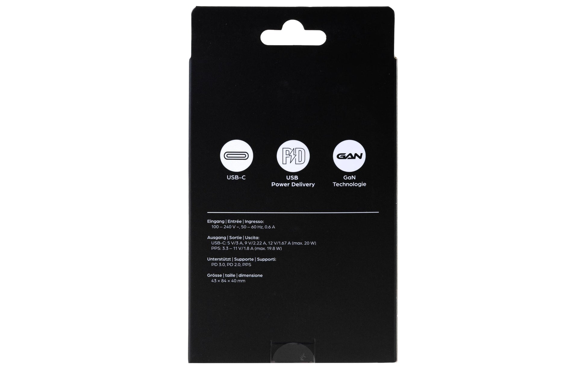 ONIT F02790 USB-Wandladegerät 20 W – USB-C×1 – PD, PPS, GaN – EU-Stecker (Typ C)