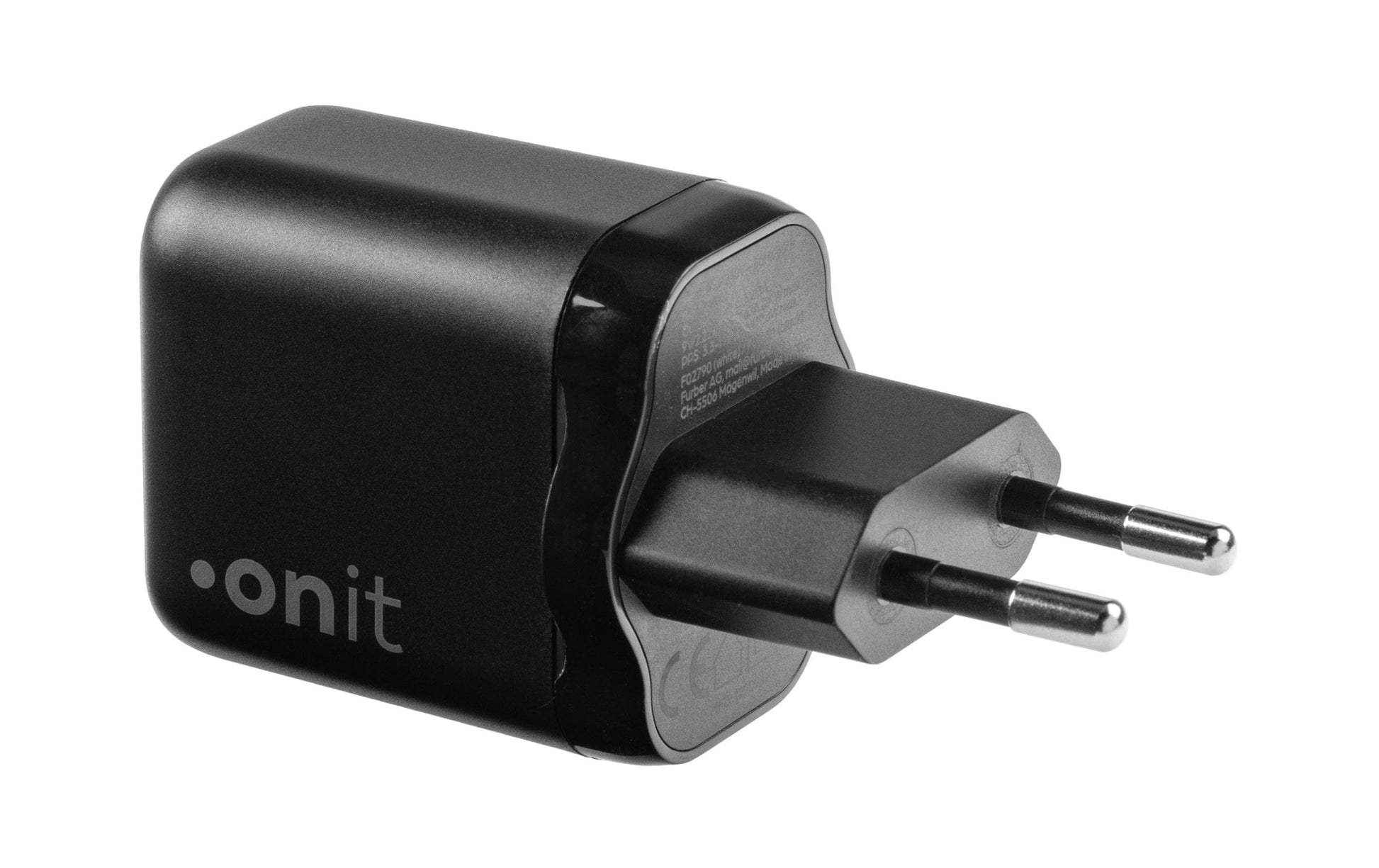 ONIT F02791 USB-Ladegerät 20 W – USB-C×1 – PD 3.0, PPS, GaN – EU-Stecker (Typ C) – Schwarz