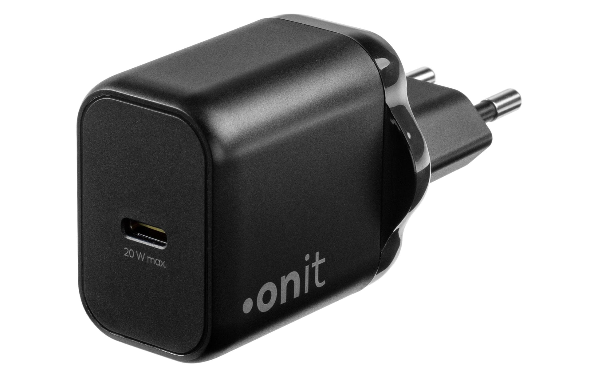 ONIT F02791 USB-Ladegerät 20 W – USB-C×1 – PD 3.0, PPS, GaN – EU-Stecker (Typ C) – Schwarz