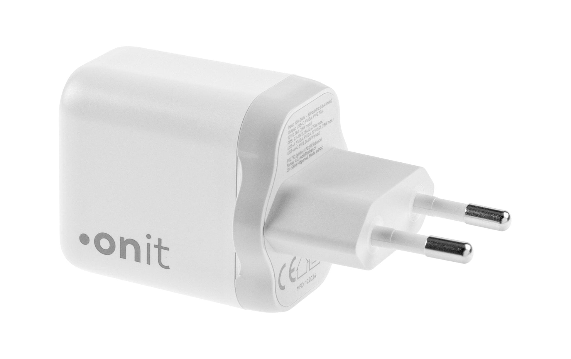 ONIT F02792 USB-Ladegerät 25 W – USB-C×1, USB-A×1 – PD 3.0, QC 3.0, PPS, GaN, EU-Stecker (Typ C)