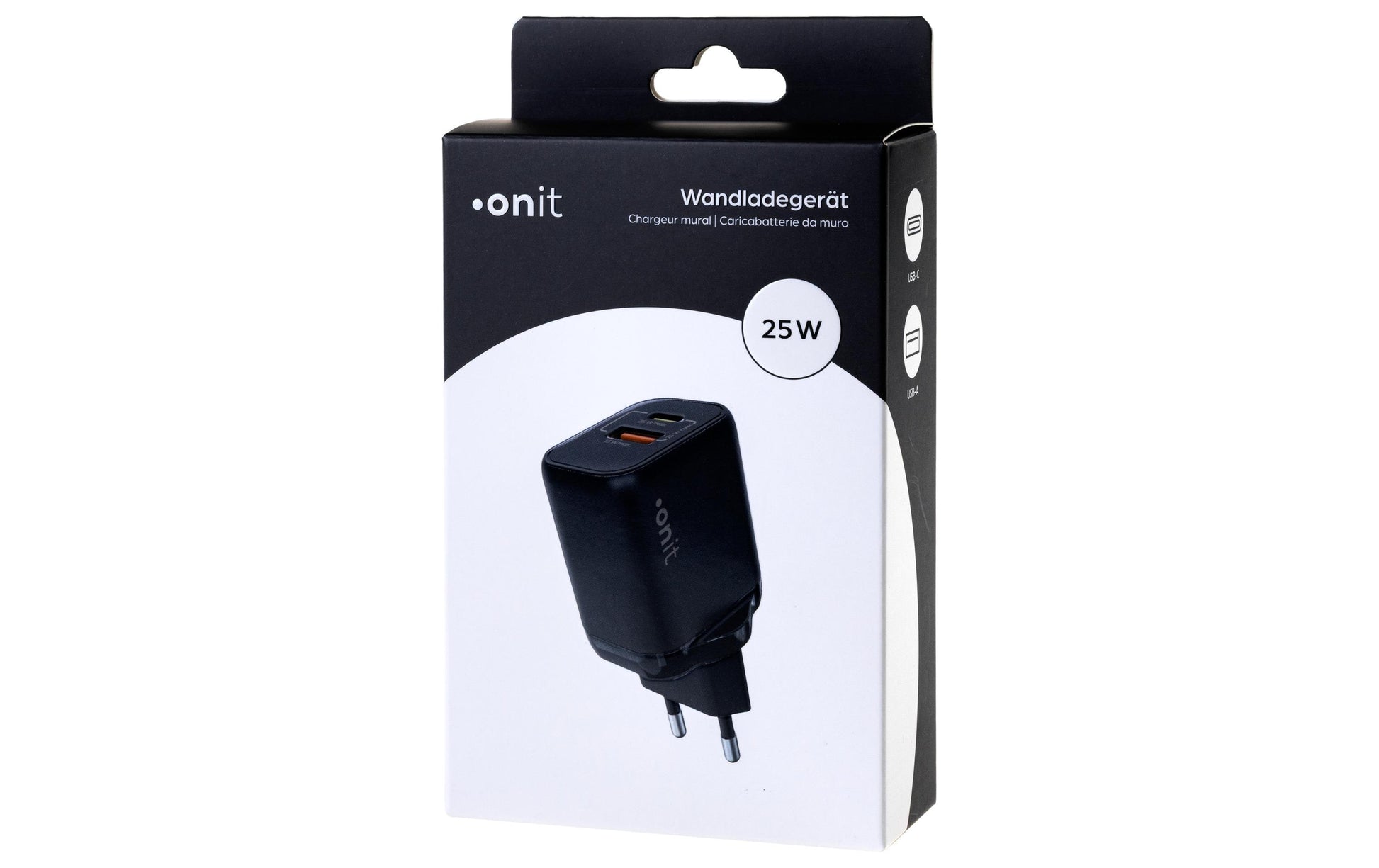 ONIT F02793 USB-Wandladegerät 25 W – USB-C×1, USB-A×1 – PD 3.0, PPS, QC 3.0, GaN, EU-Stecker (Typ C)