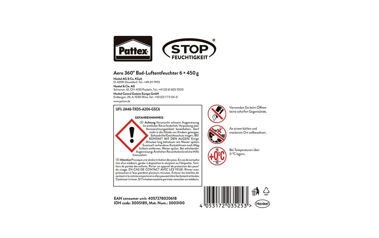 Pattex Passiver Entfeuchter AERO 360 – bis 20m², Geruchsreduzierung