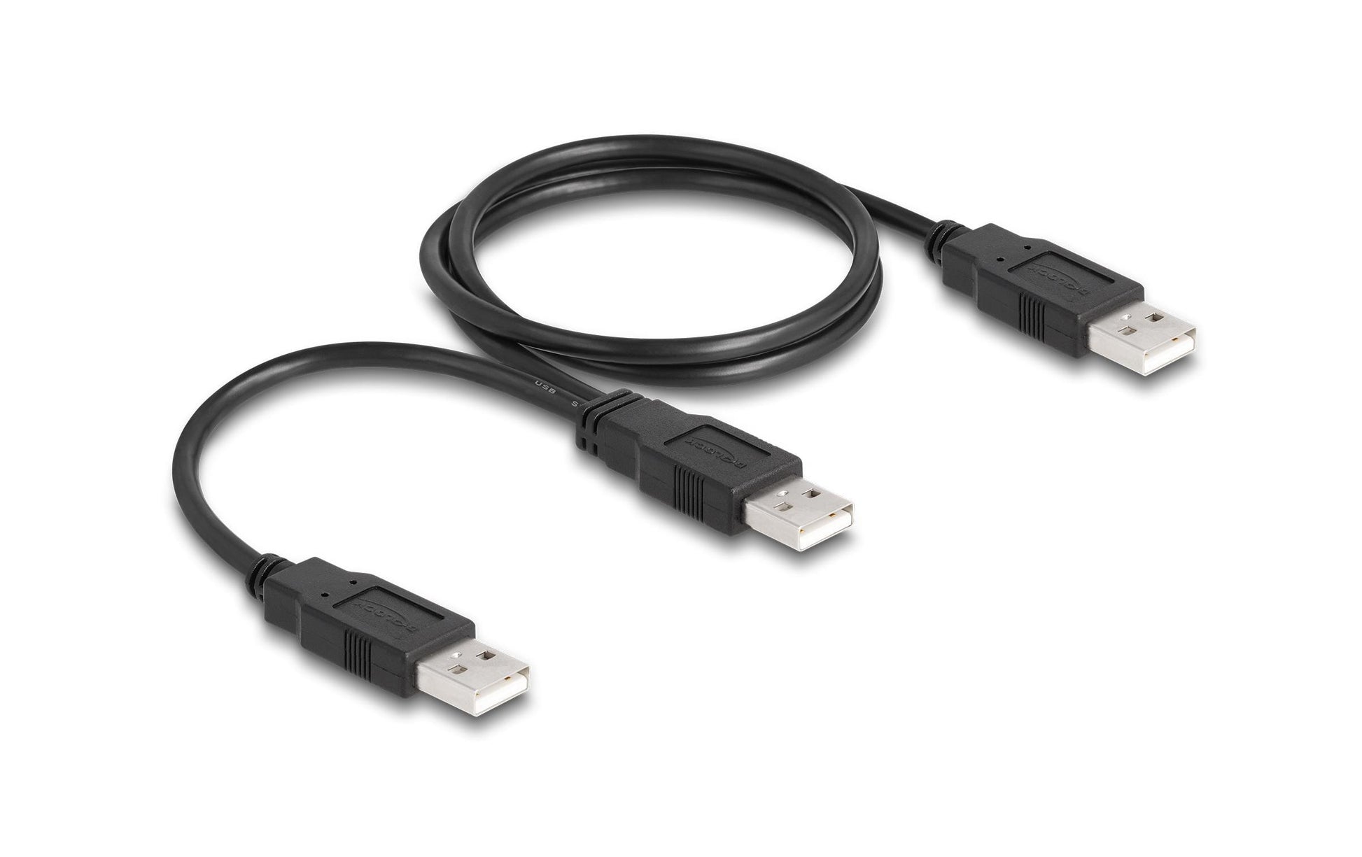 DeLOCK USB-Kabel – USB-A auf 2× USB-A – USB 2.0 (480 Mbit/s) – 0,7 m – Y-Kabel, Goldkontakte – Schwarz
