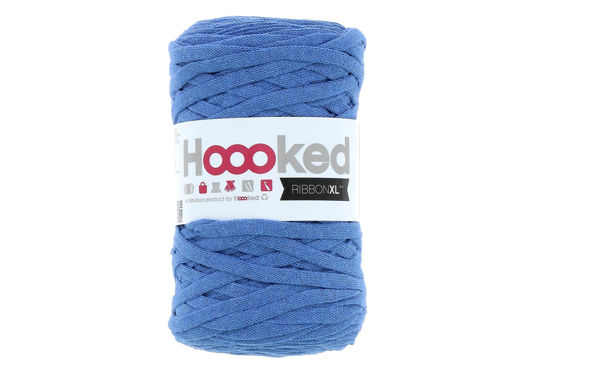 Hoooked RibbonXL Textilgarn Blau – 250 g, 120 m, Baumwolle, Nadel 8 mm