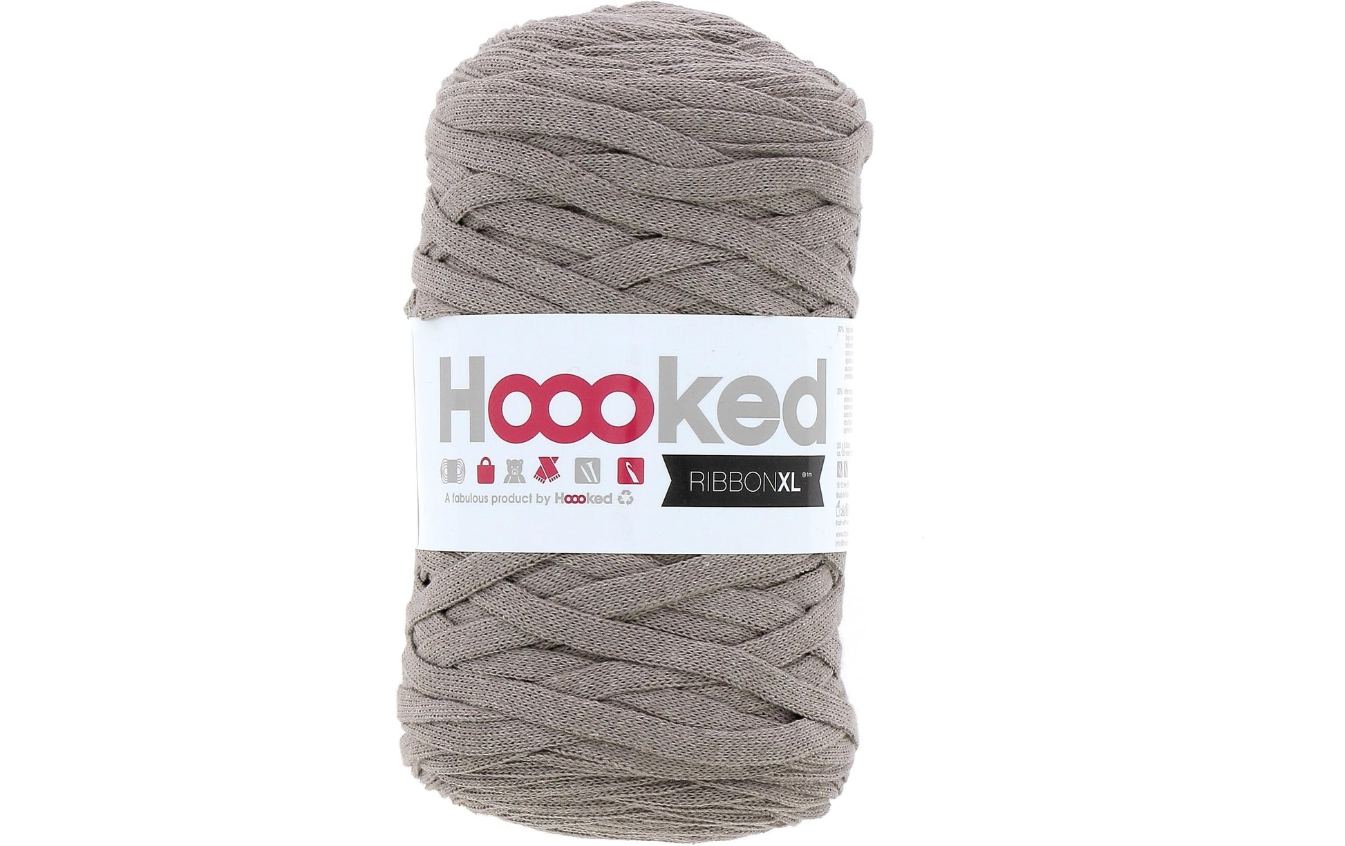Hoooked RibbonXL Textilgarn Taubengrau – 250 g, 120 m, Baumwolle