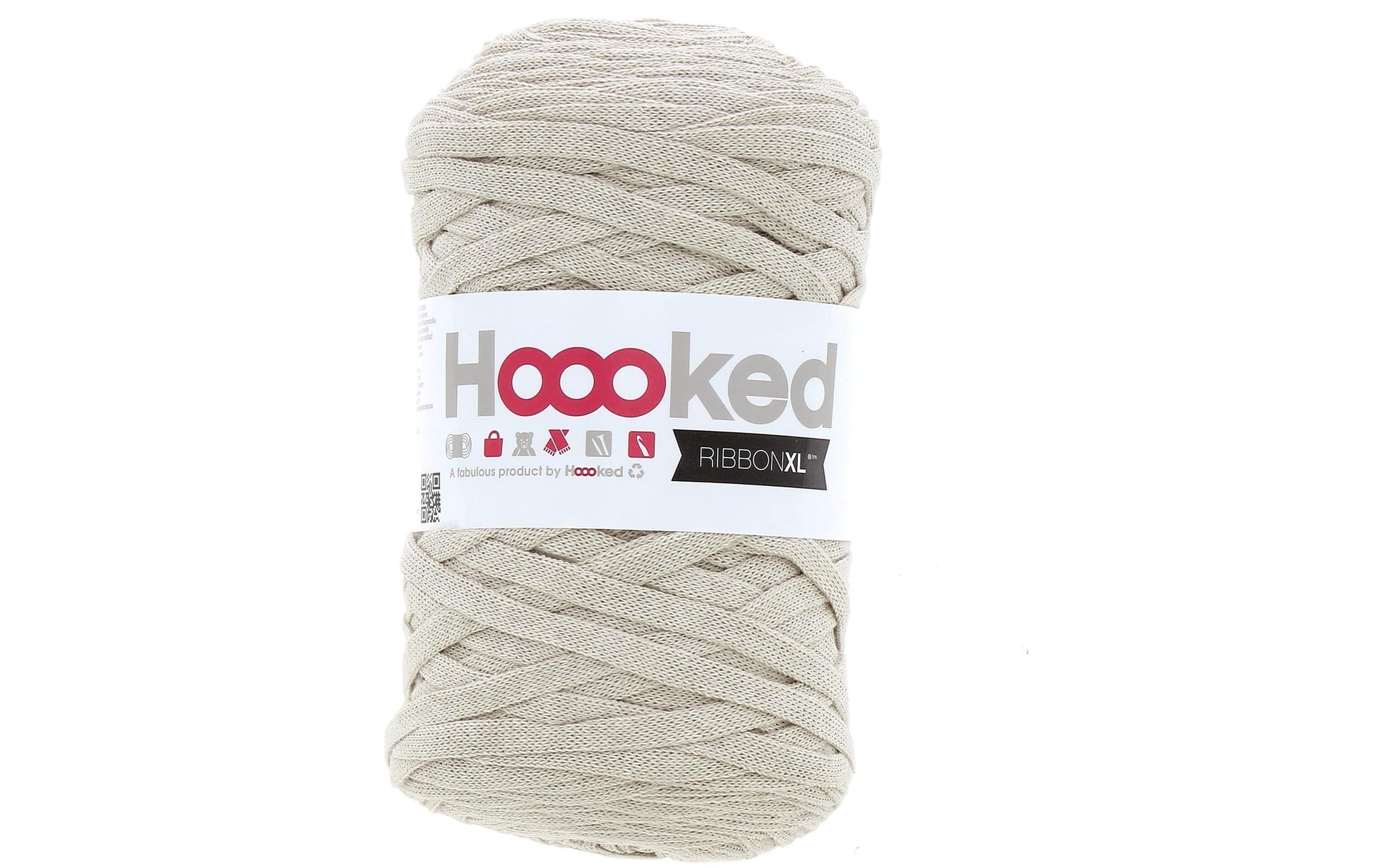 Hoooked RibbonXL Textilgarn Beige – 250 g, 120 m, Baumwolle, Nadel 8 mm