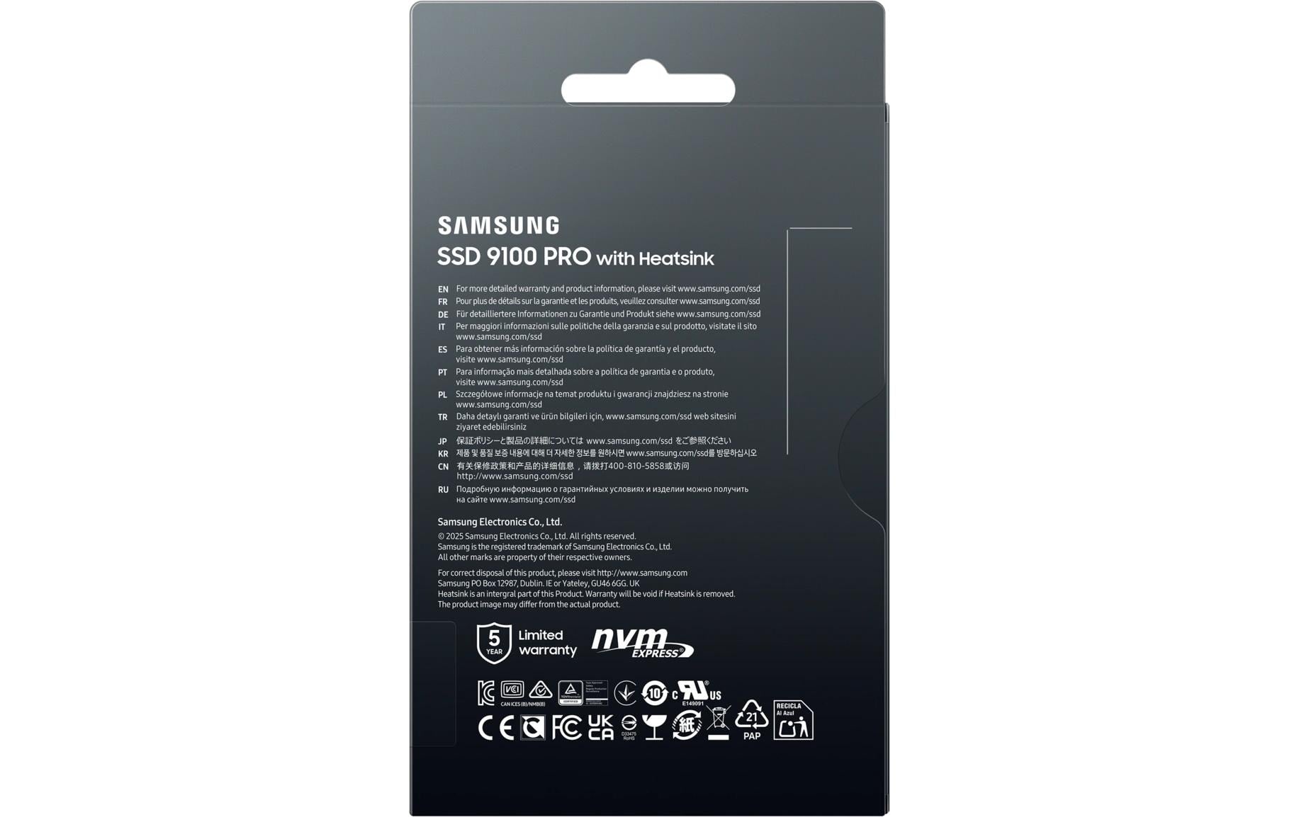 Samsung 9100 PRO – 1 TB M.2 2280 NVMe PCIe 5.0 SSD – 14700 MB/s Lesen, 13300 MB/s Schreiben