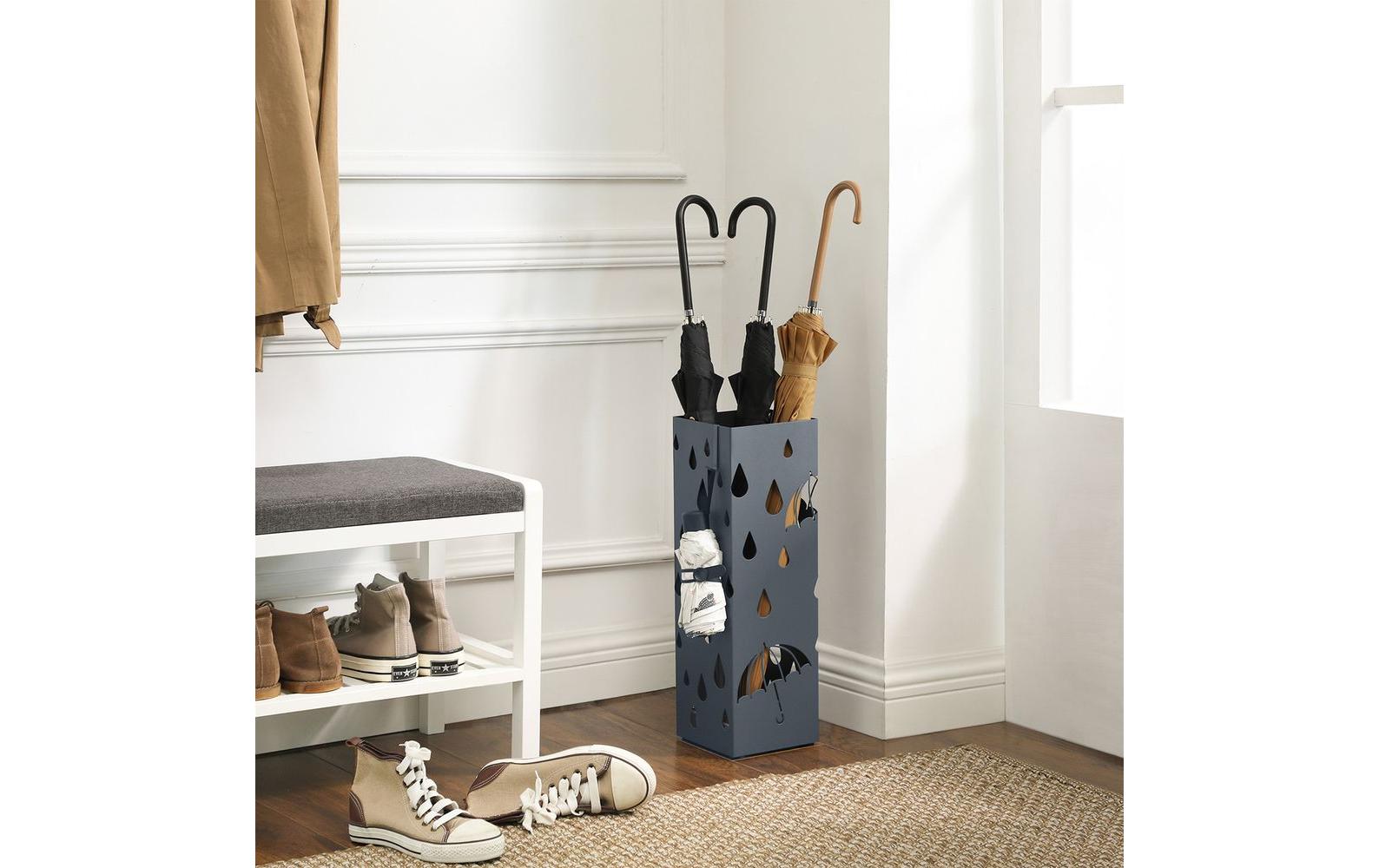 Songmics Schirmständer – Stahl/Kunststoff, Grau, 15,5 × 15,5 × 49 cm