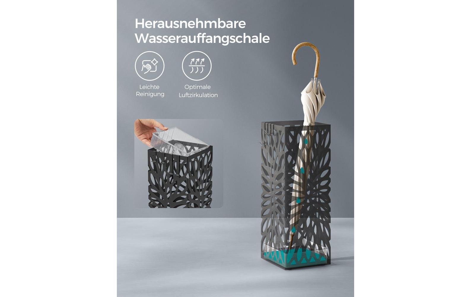 Songmics Schirmständer – Kunststoff/Stahl, Grau, 15,5 × 15,5 × 41 cm