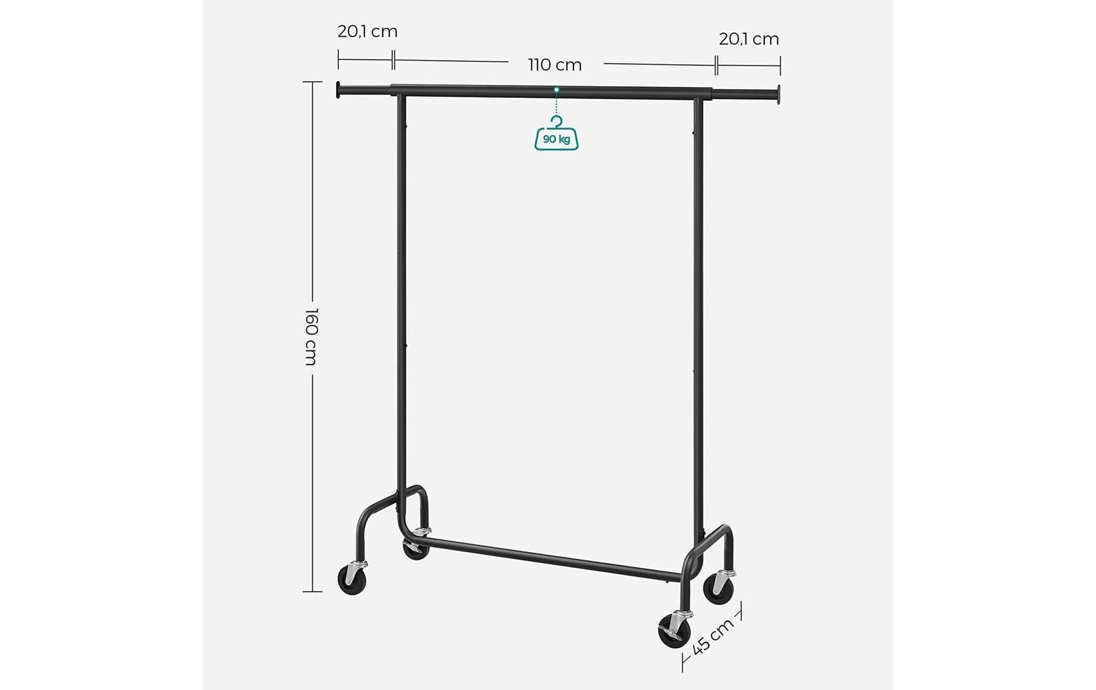 Songmics Garderobenständer – Stahl – Schwarz – 1'600 mm – 120 kg Traglast