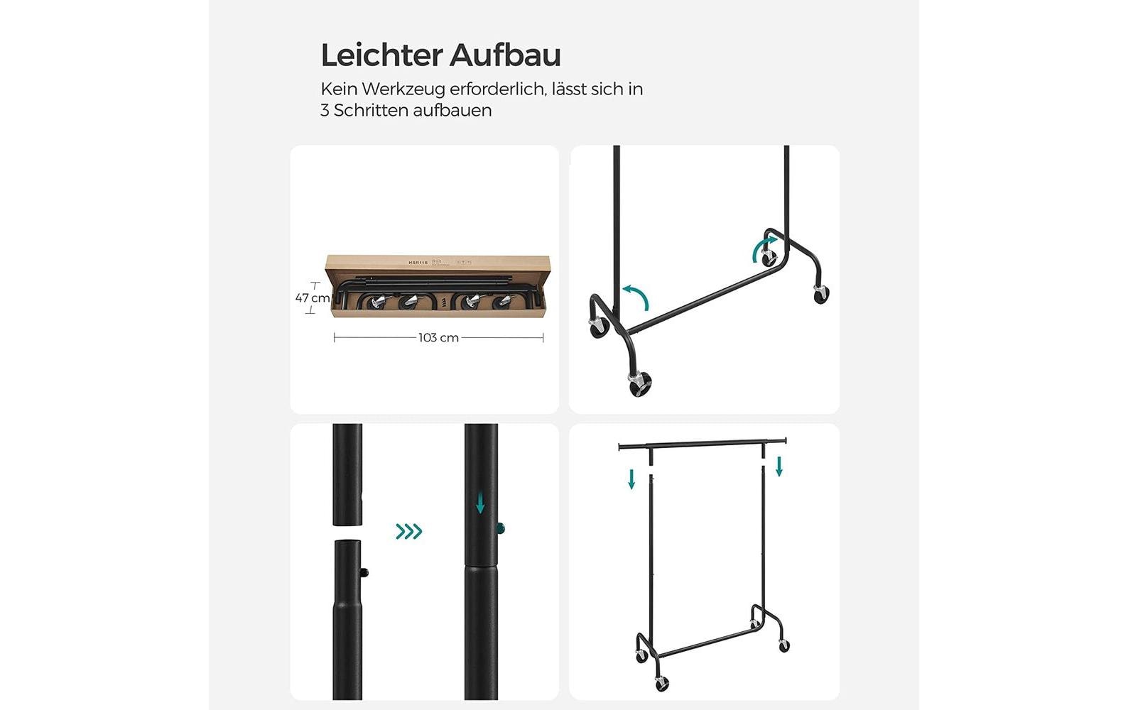 Songmics Garderobenständer – Stahl – Schwarz – 1'600 mm – 120 kg Traglast