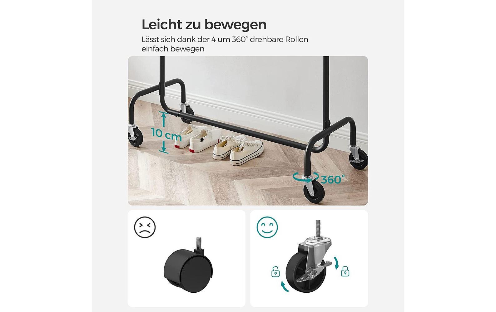 Songmics Garderobenständer – Stahl – Schwarz – 1'600 mm – 120 kg Traglast