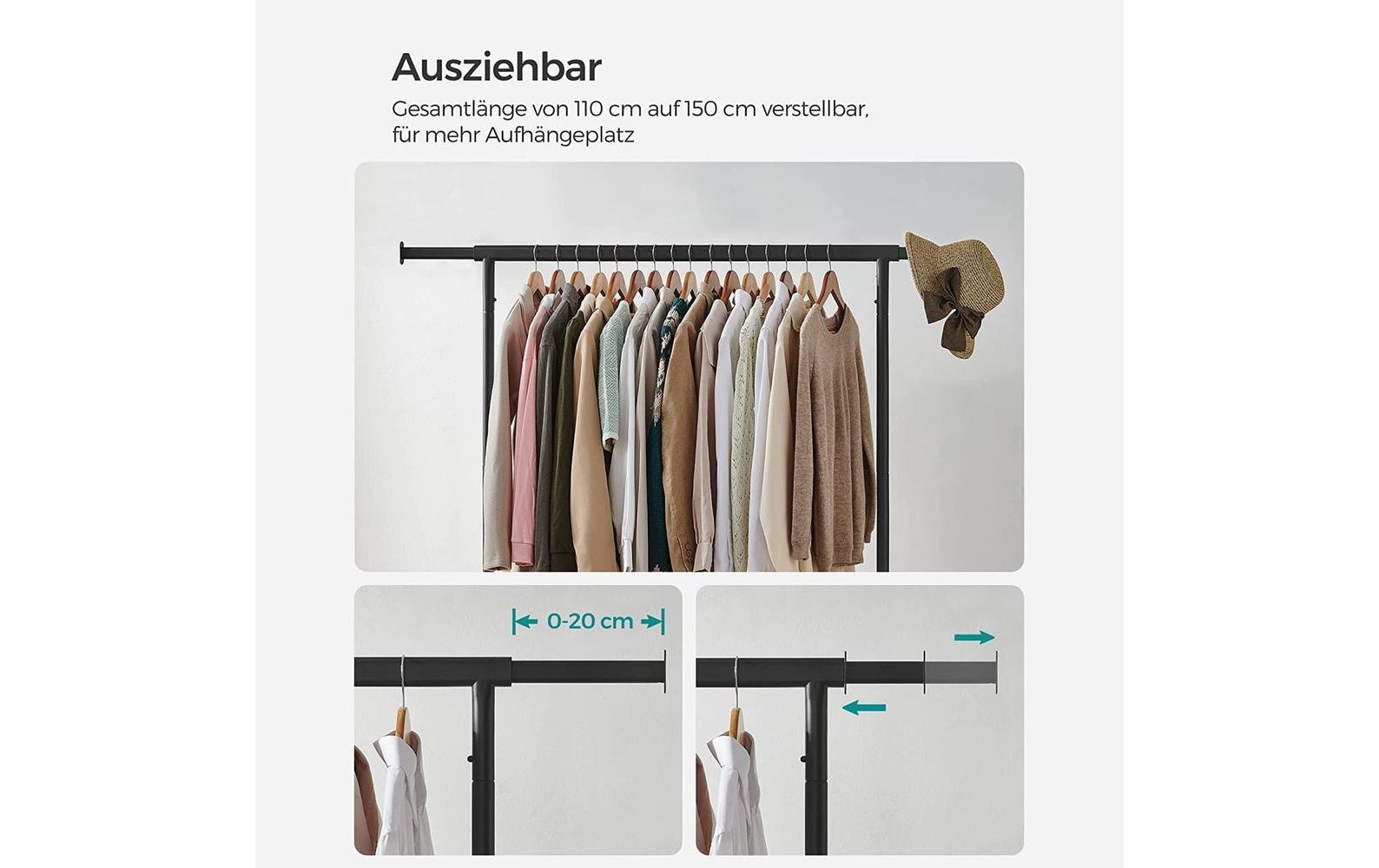 Songmics Garderobenständer – Stahl – Schwarz – 1'600 mm – 120 kg Traglast