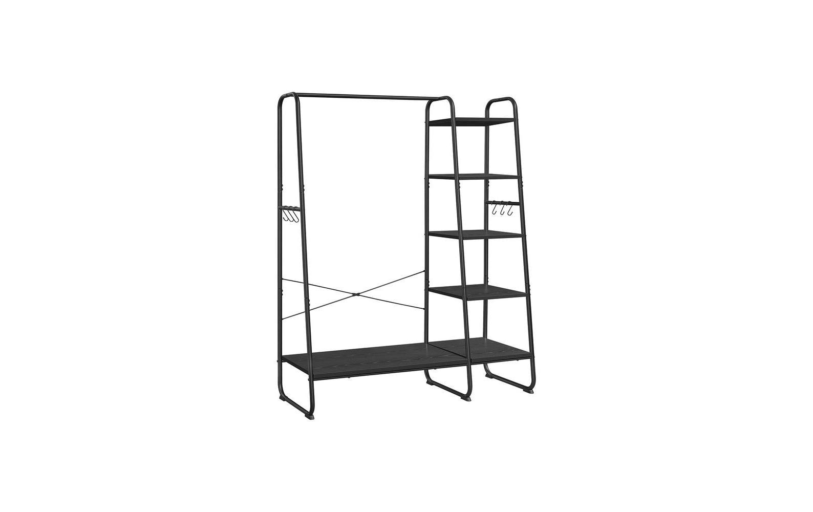 Vasagle Garderobenständer – 6 Haken, Stahl/Spanplatte, Schwarz, 120 × 45 × 160 cm