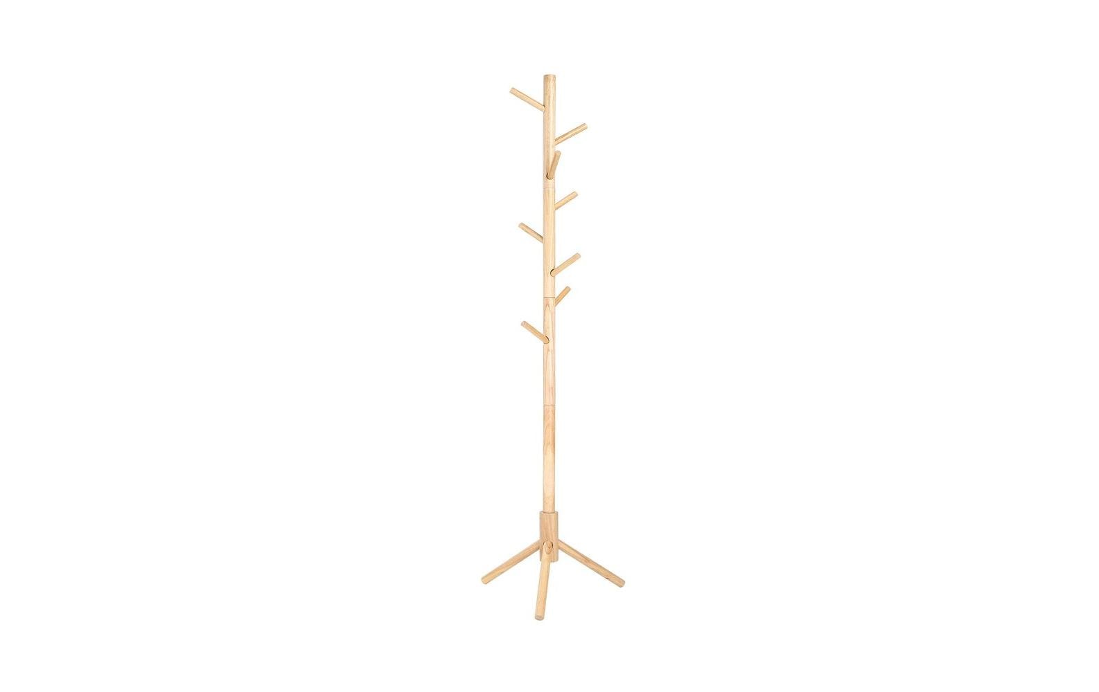 Vasagle Garderobenständer – 8 Haken, Holz/Spanplatte, Natur, 47 × 47 × 175 cm