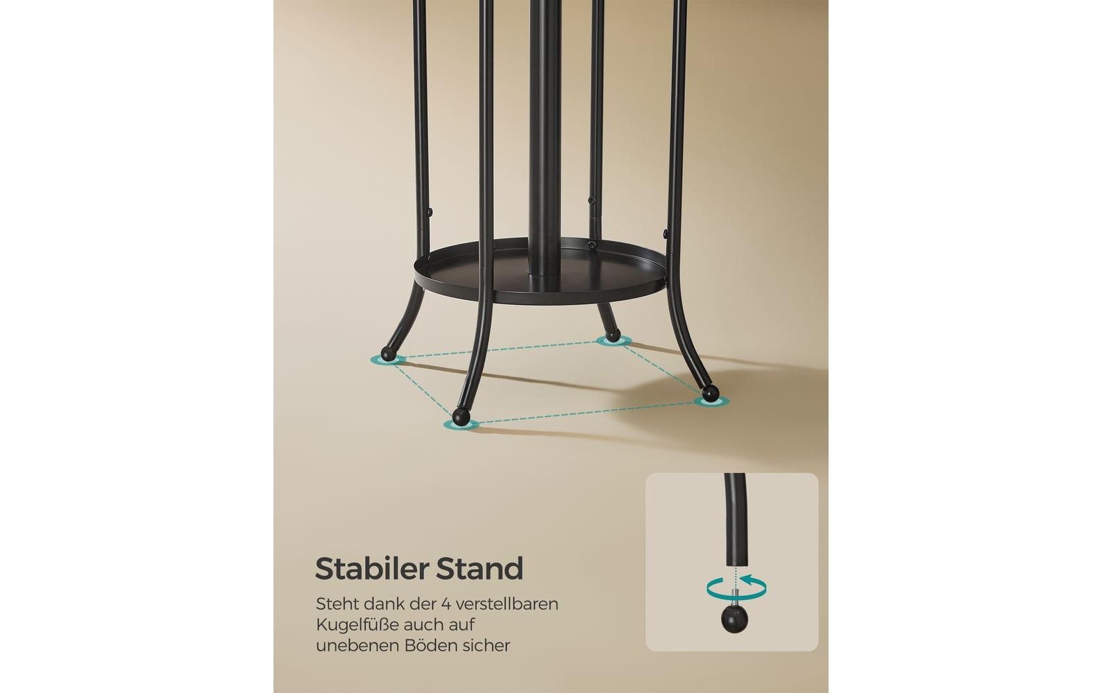 Songmics Garderobenständer – 12 Haken, mit Schirmhalter, Stahl, Schwarz, 40 × 40 × 175 cm