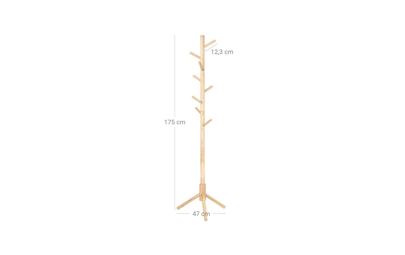 Vasagle Garderobenständer – 8 Haken, Holz/Spanplatte, Natur, 47 × 47 × 175 cm