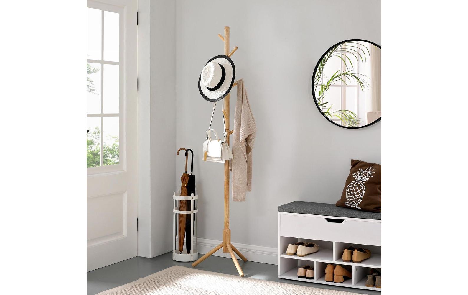 Vasagle Garderobenständer – 8 Haken, Holz/Spanplatte, Natur, 47 × 47 × 175 cm