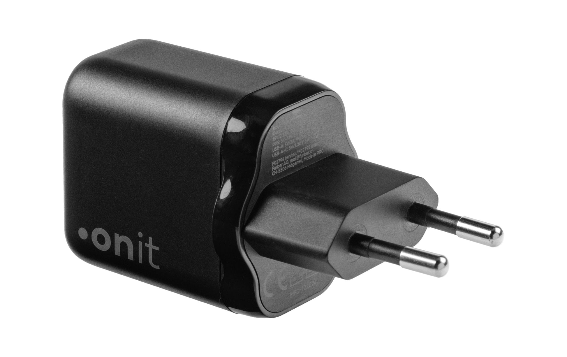 ONIT F02795 USB-Wandladegerät 35 W – USB-C×1, USB-A×1 – PD 3.0, PPS, QC 3.0, GaN – Schwarz