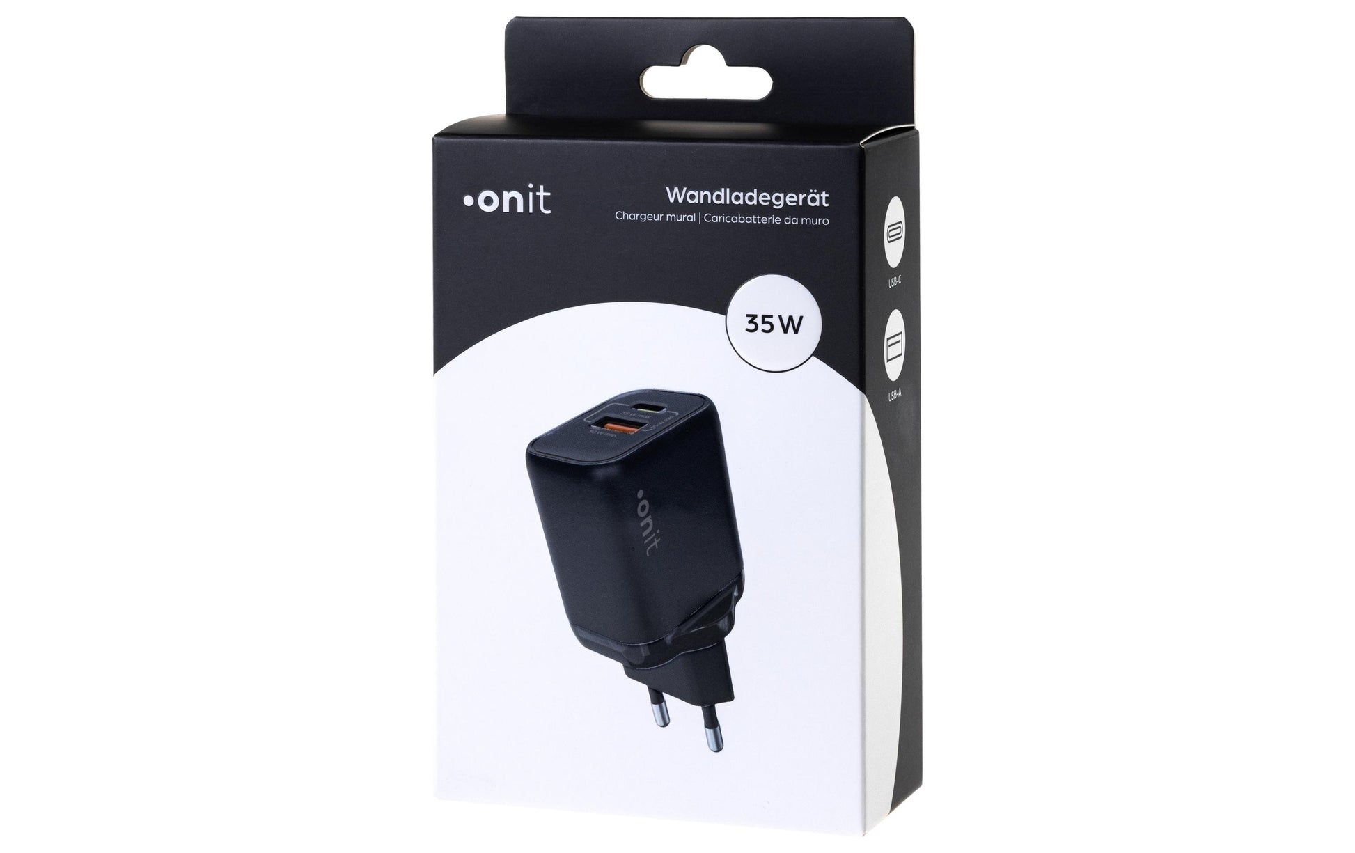 ONIT F02795 USB-Wandladegerät 35 W – USB-C×1, USB-A×1 – PD 3.0, PPS, QC 3.0, GaN – Schwarz