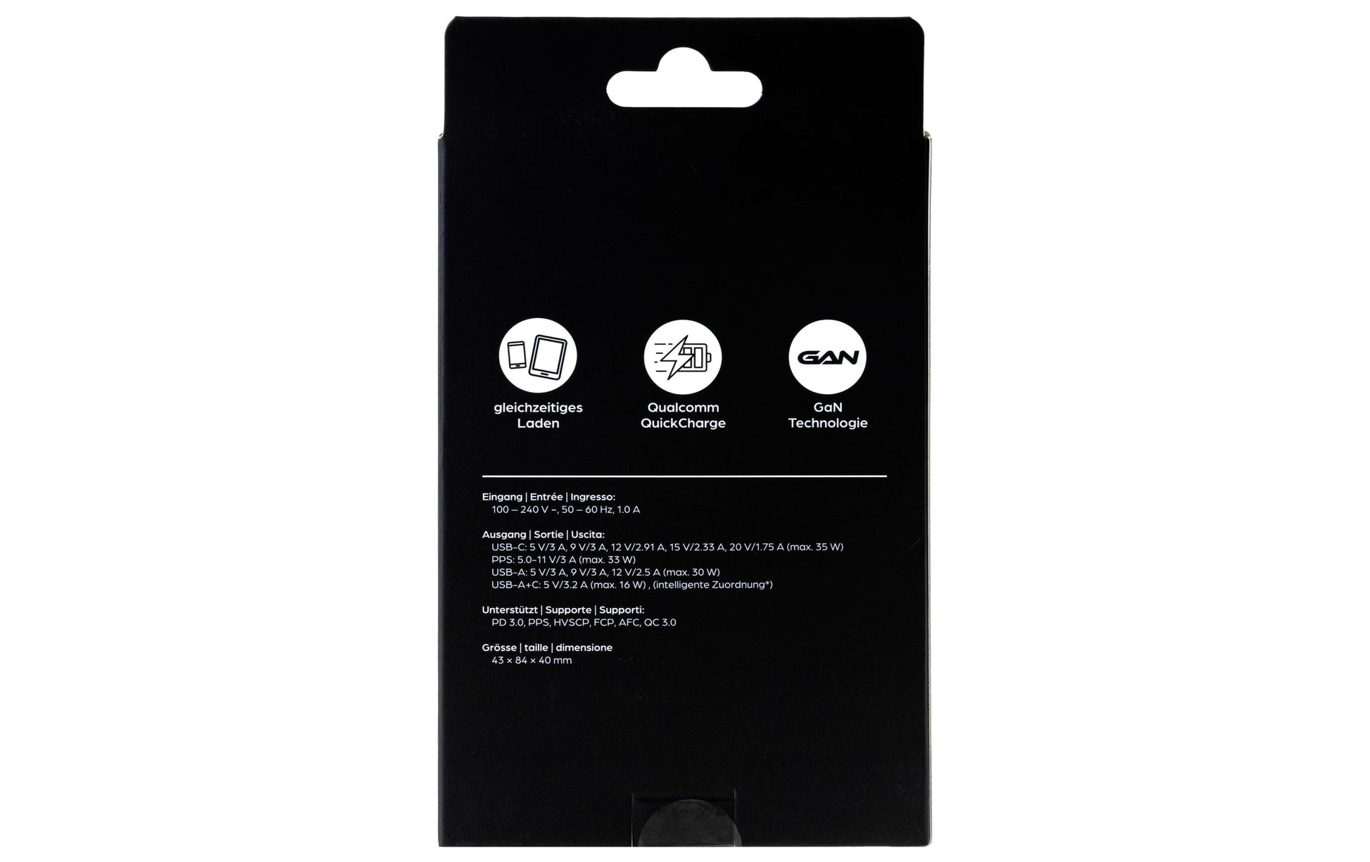 ONIT F02795 USB-Wandladegerät 35 W – USB-C×1, USB-A×1 – PD 3.0, PPS, QC 3.0, GaN – Schwarz