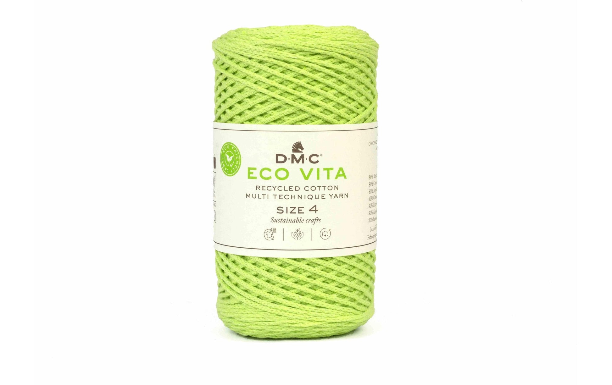 DMC Eco Vita 4 Garn Pistache – Recycelte Baumwolle, 240 g, 200 m, Nadel 4 mm, 1 Stk.