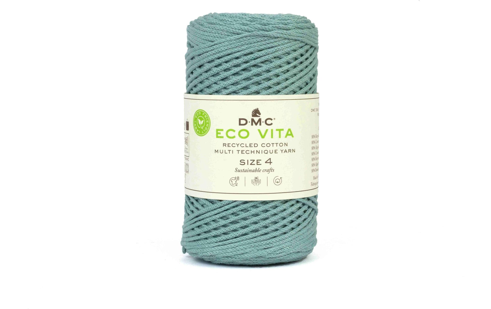 DMC Eco Vita 4 Garn Hellgrün – 240 g, 200 m, Nadel 4 mm, 80% Baumwolle/20% Polyester, 1 Stk.