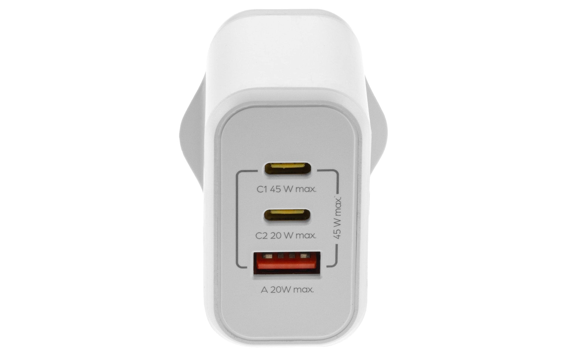 ONIT F02798 USB-Ladegerät 45 W – USB-C×2, USB-A×1 – PD 3.0, PPS, QC 3.0, GaN – EU-Stecker (Typ C), Weiss