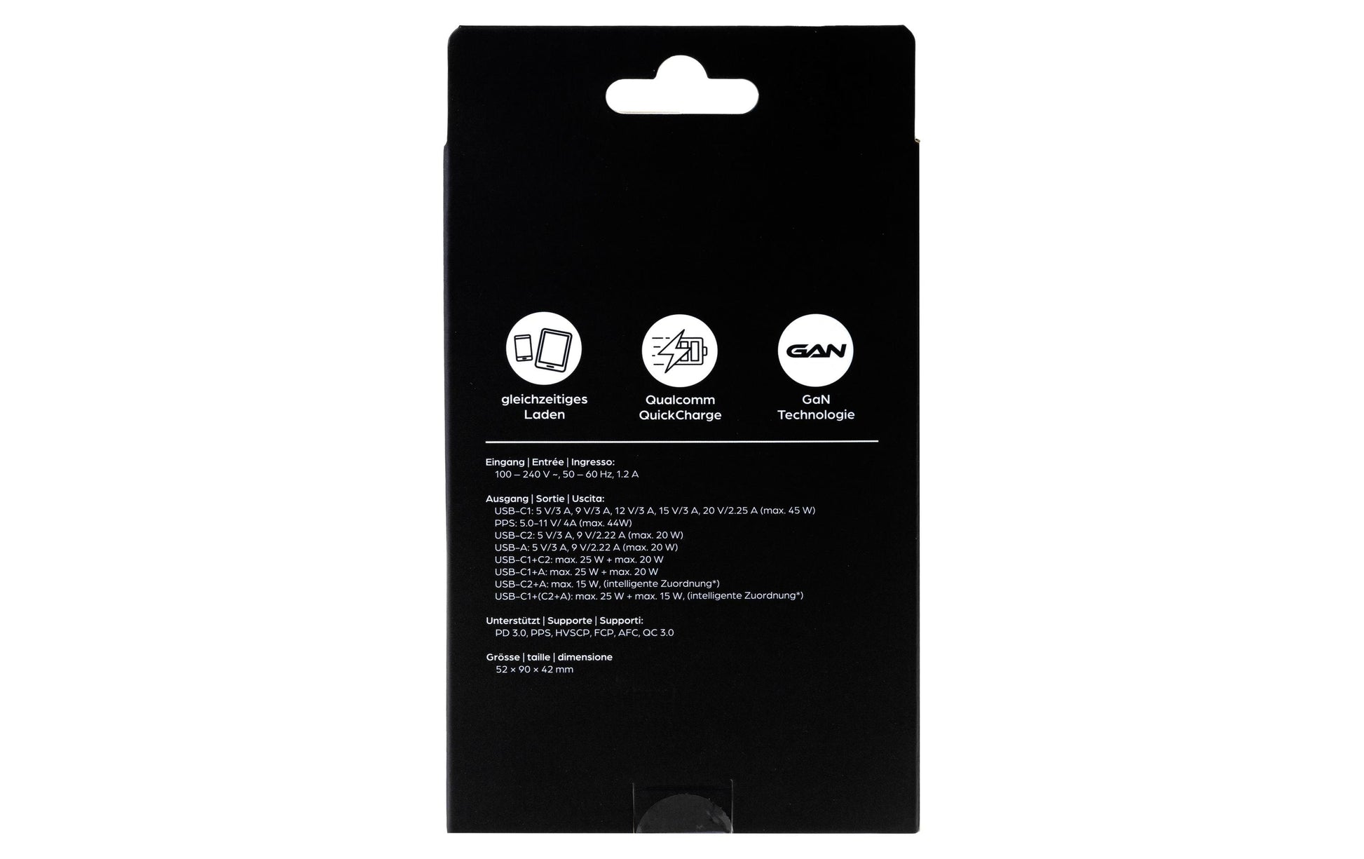 ONIT F02798 USB-Ladegerät 45 W – USB-C×2, USB-A×1 – PD 3.0, PPS, QC 3.0, GaN – EU-Stecker (Typ C), Weiss