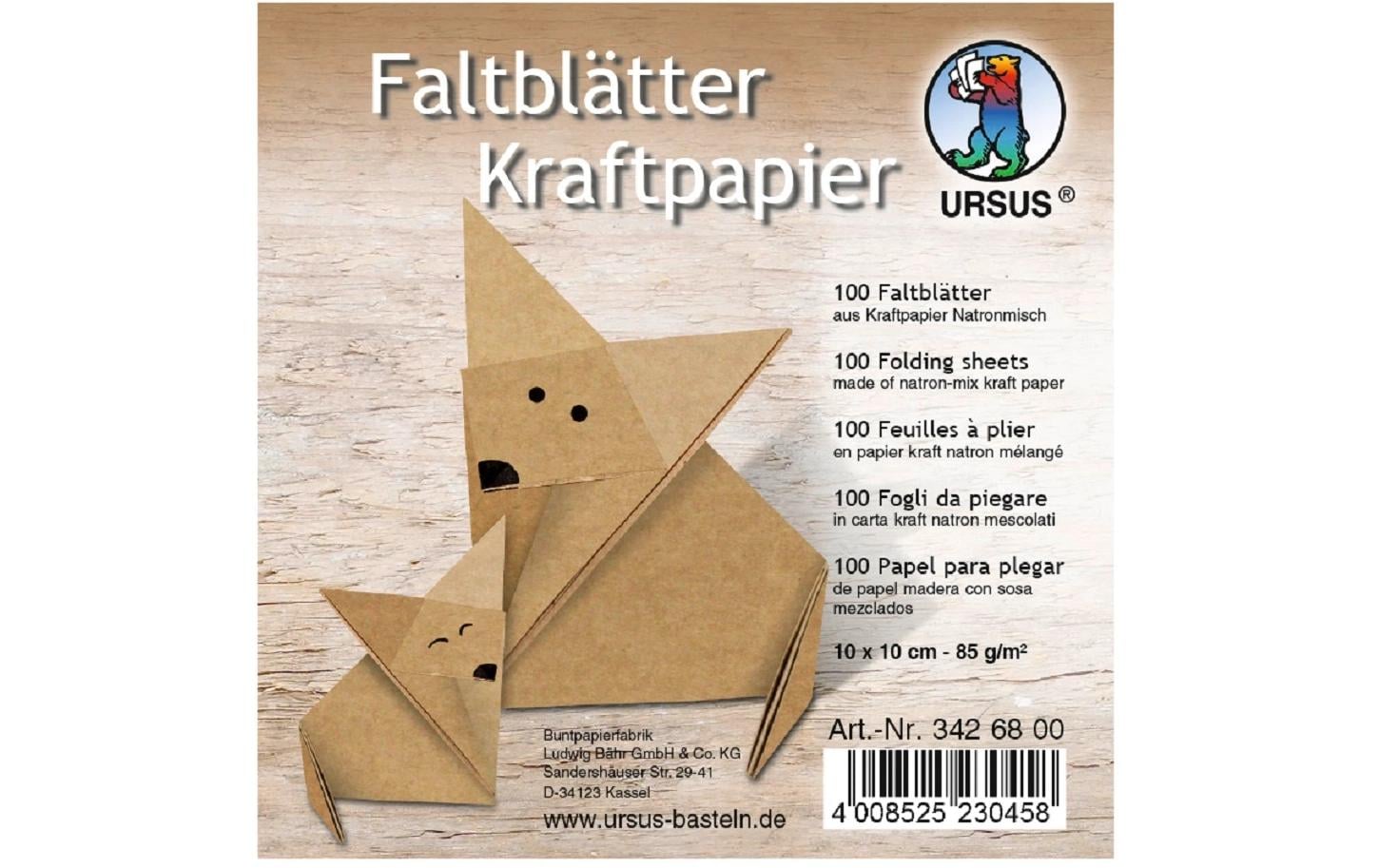 URSUS Origamipapier – 10 × 10 cm, Braun, 130 g/m² – 100 Blatt