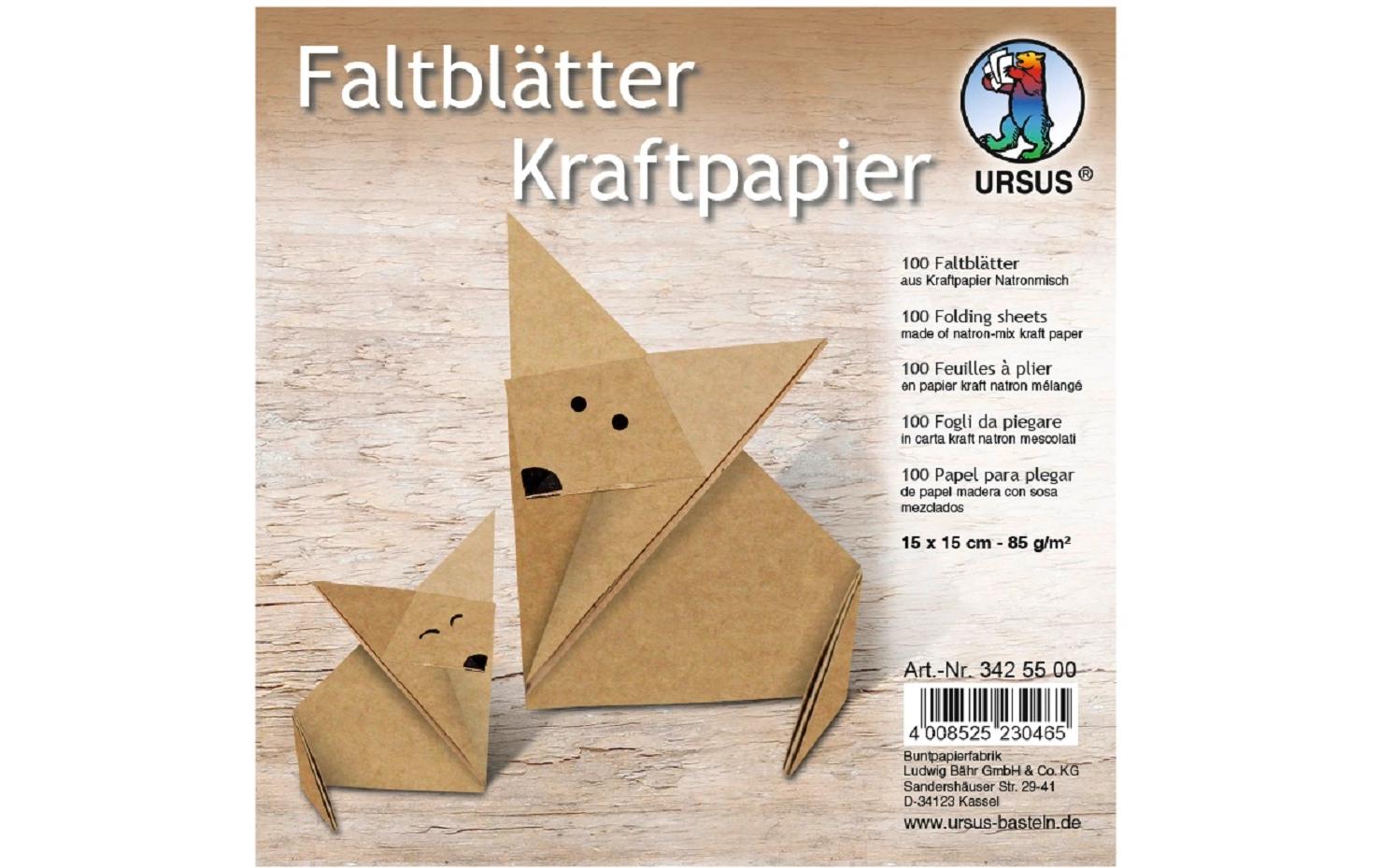 Ursus Origamipapier – 15 × 15 cm, Braun, 130 g/m² – Kraftpapier