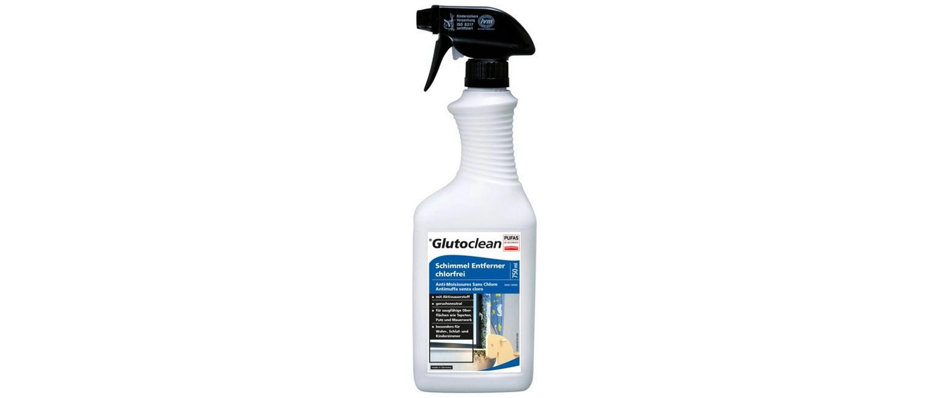 Glutoclean Schimmelentferner für Wohnbereiche – chlorfrei, Flüssigkeit, Spraydose – 750 ml