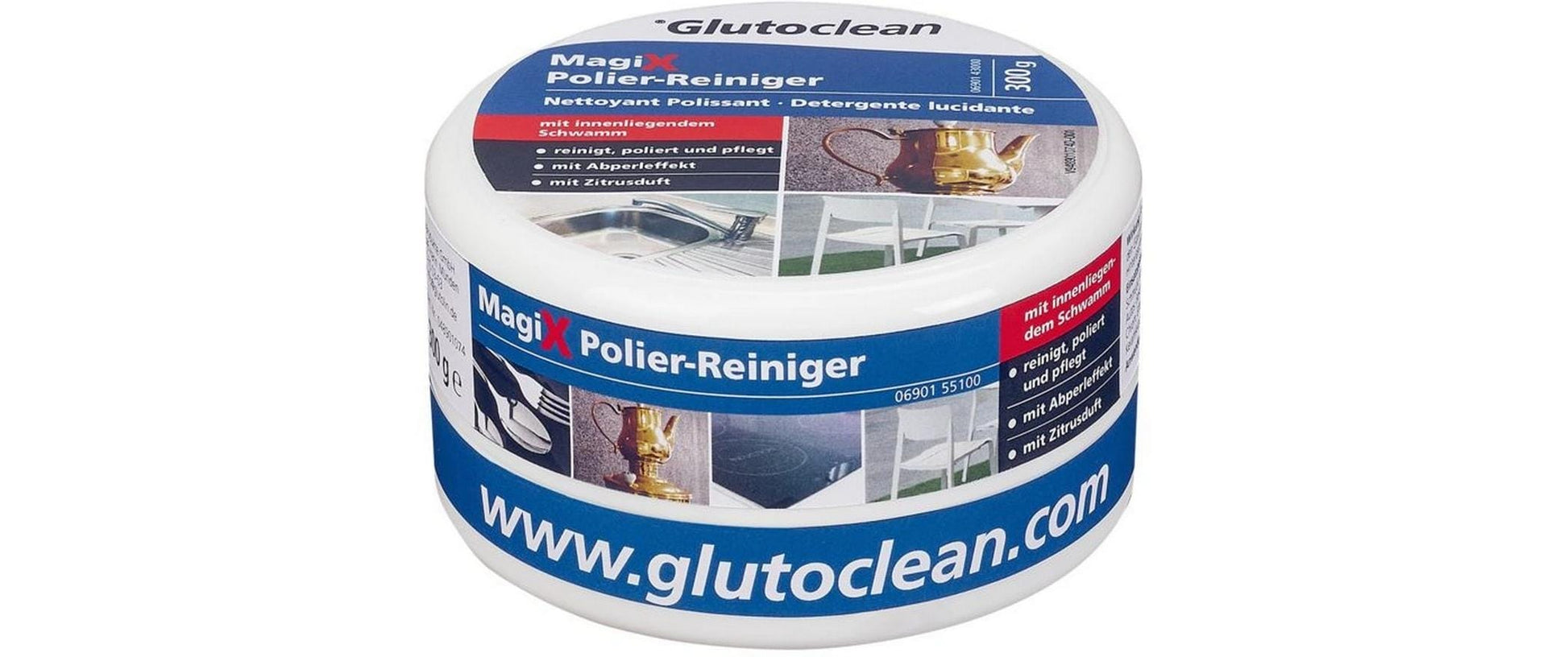 Glutoclean Holz-/Möbelpflege für Plastik – Zitrus, Paste, Box – 300 g