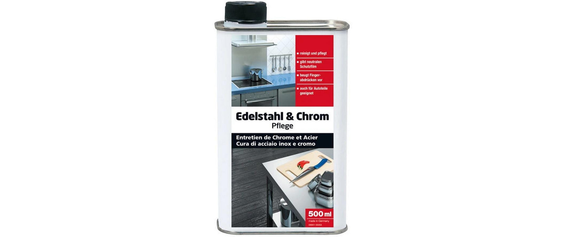 Glutoclean 036702205 Edelstahlpflege/-reiniger für verchromte Materialien – Flüssig, Flasche – 500 ml